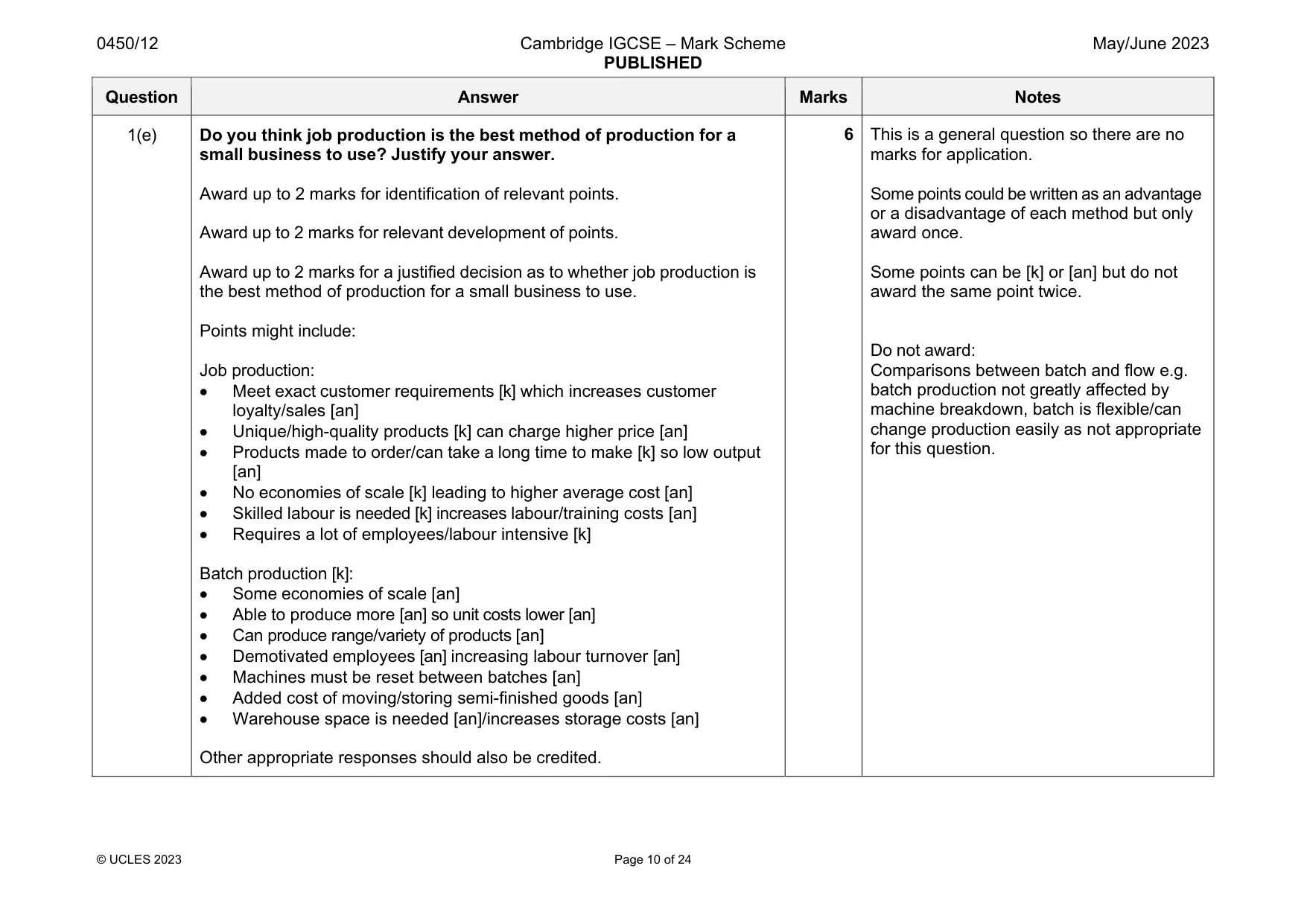 Mark scheme, page 10 of 24