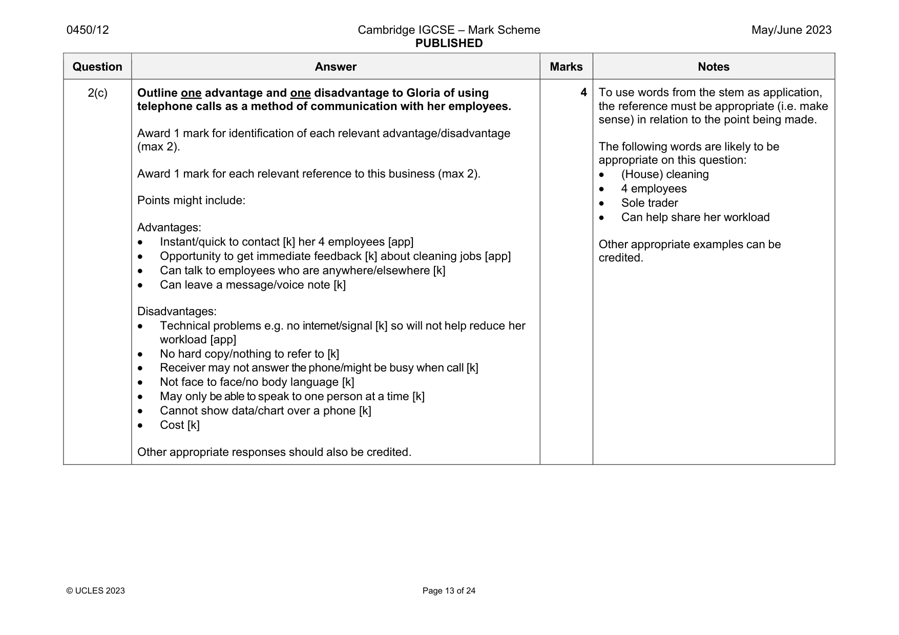 Mark scheme, page 13 of 24