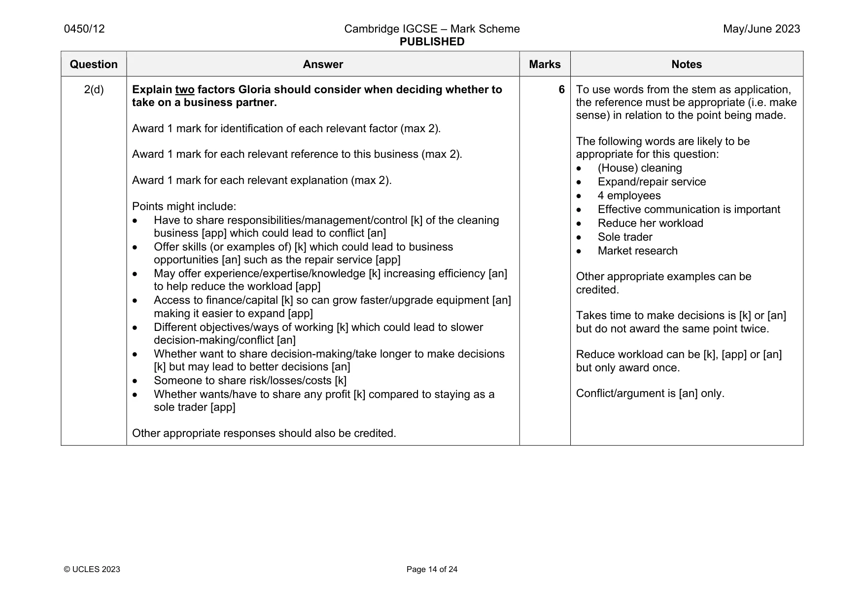 Mark scheme, page 14 of 24