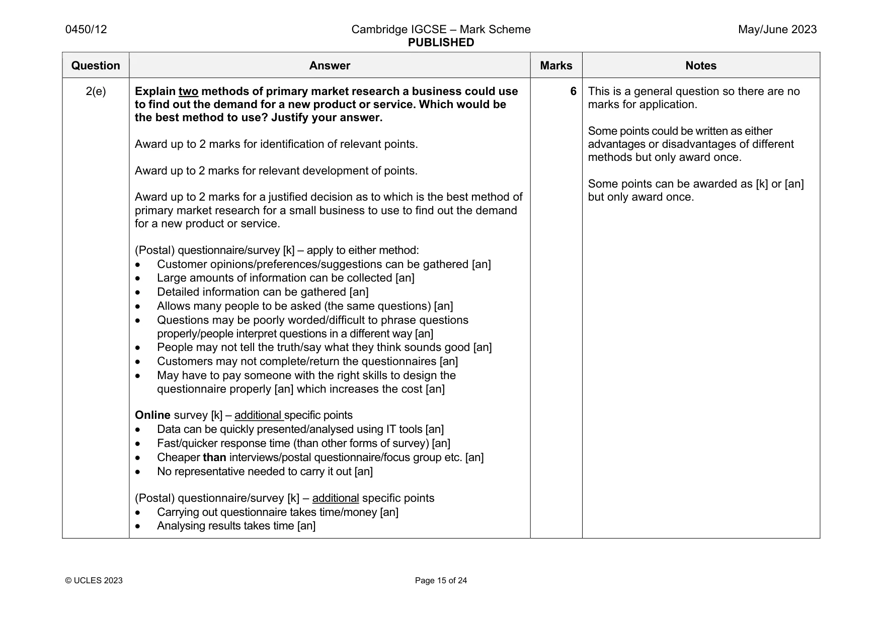 Mark scheme, page 15 of 24