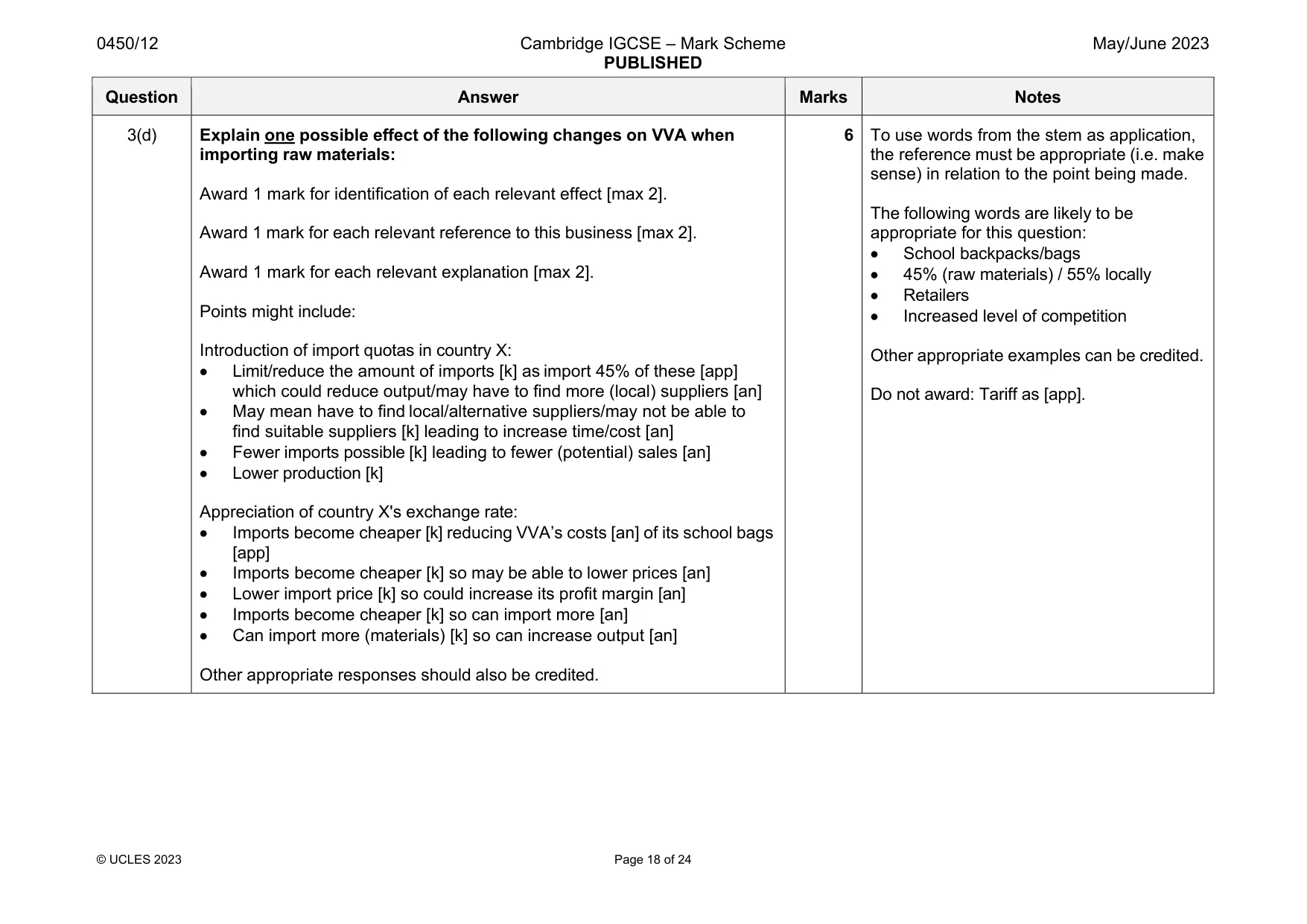 Mark scheme, page 18 of 24