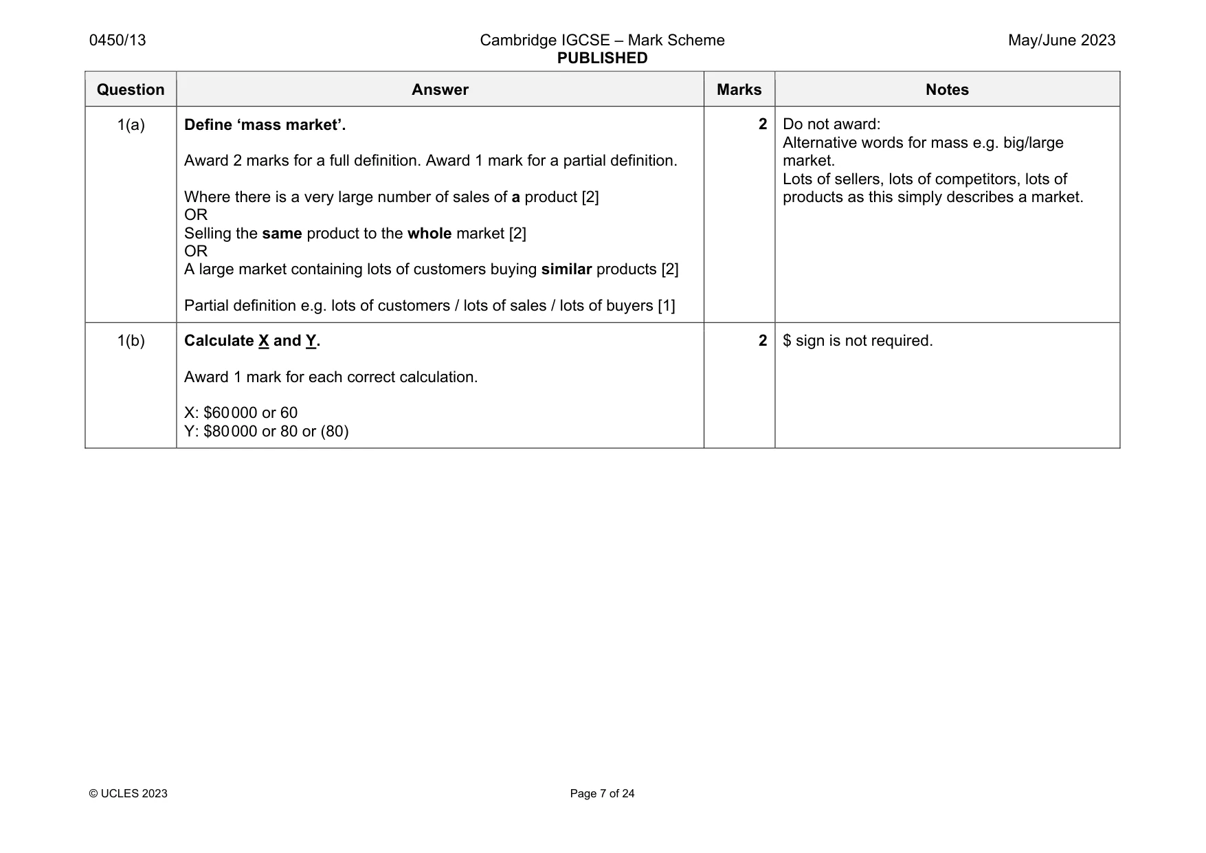 Mark scheme, page 7 of 24
