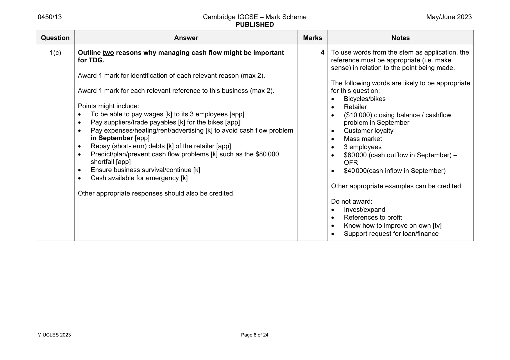 Mark scheme, page 8 of 24