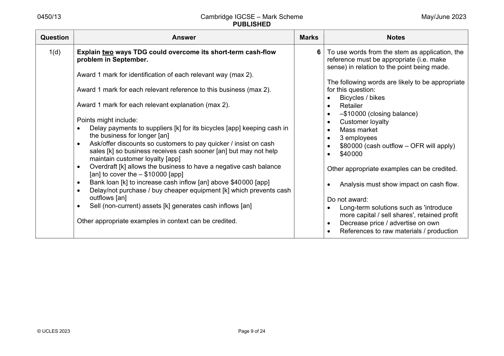 Mark scheme, page 9 of 24