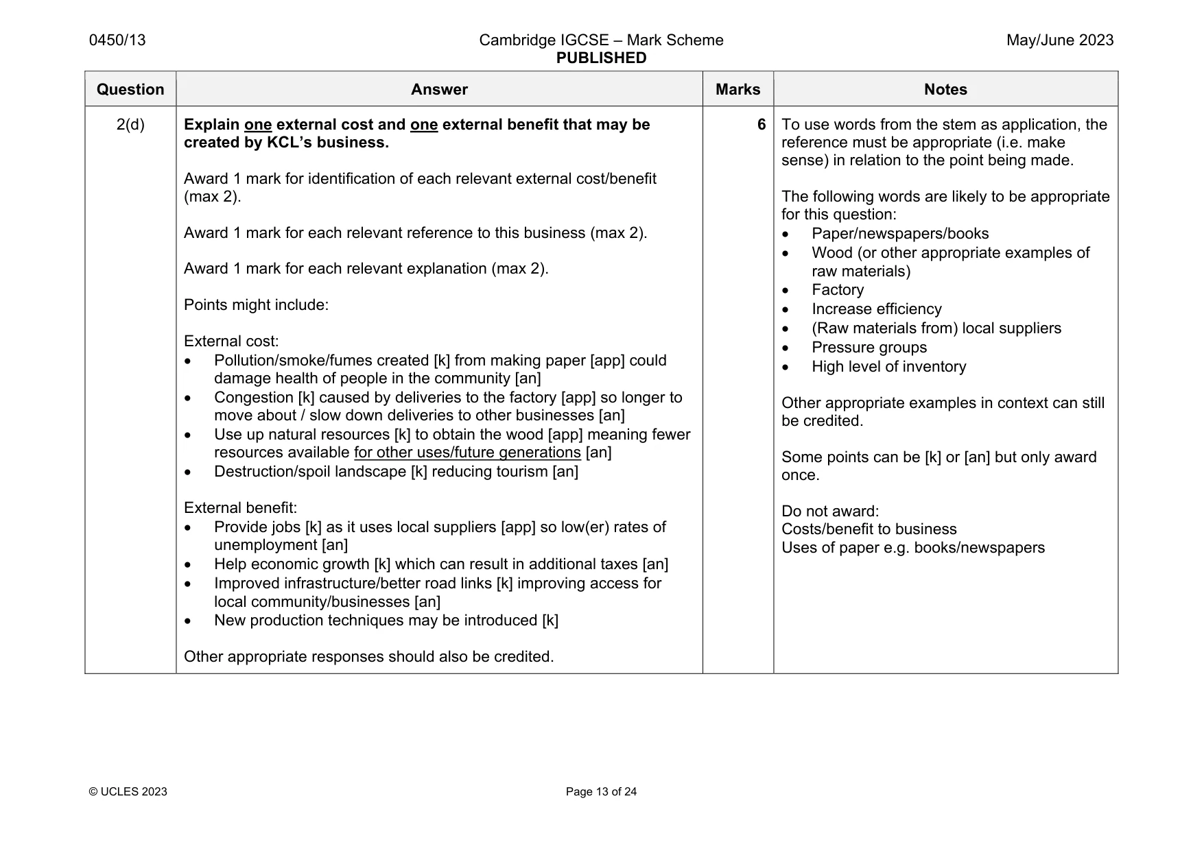Mark scheme, page 13 of 24