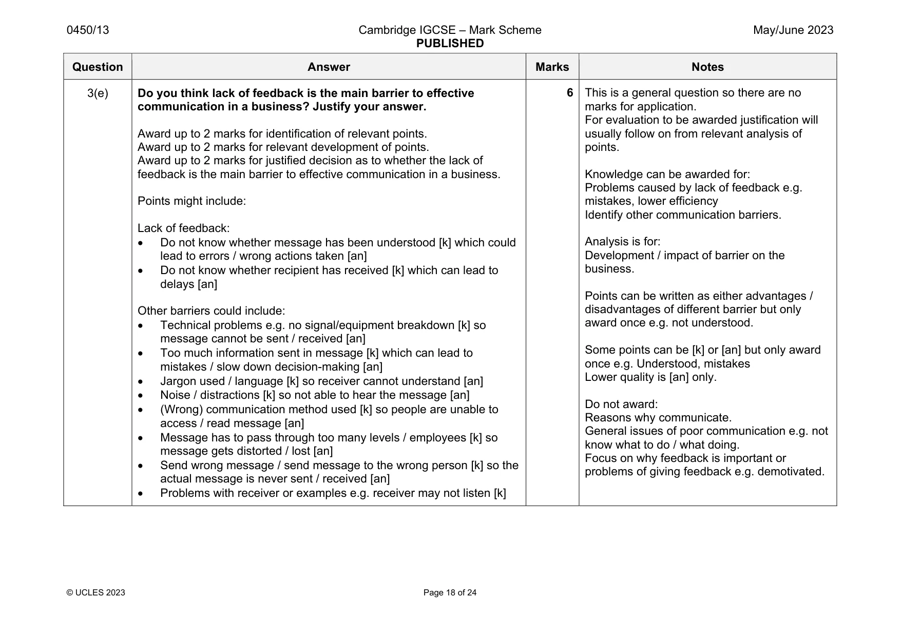 Mark scheme, page 18 of 24