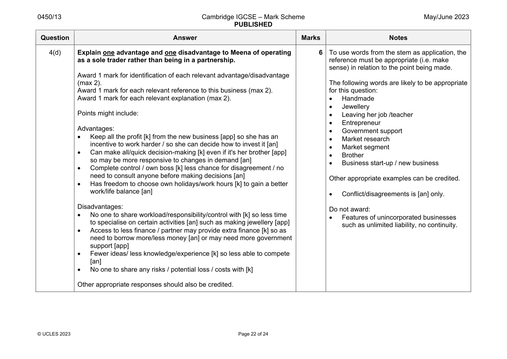 Mark scheme, page 22 of 24