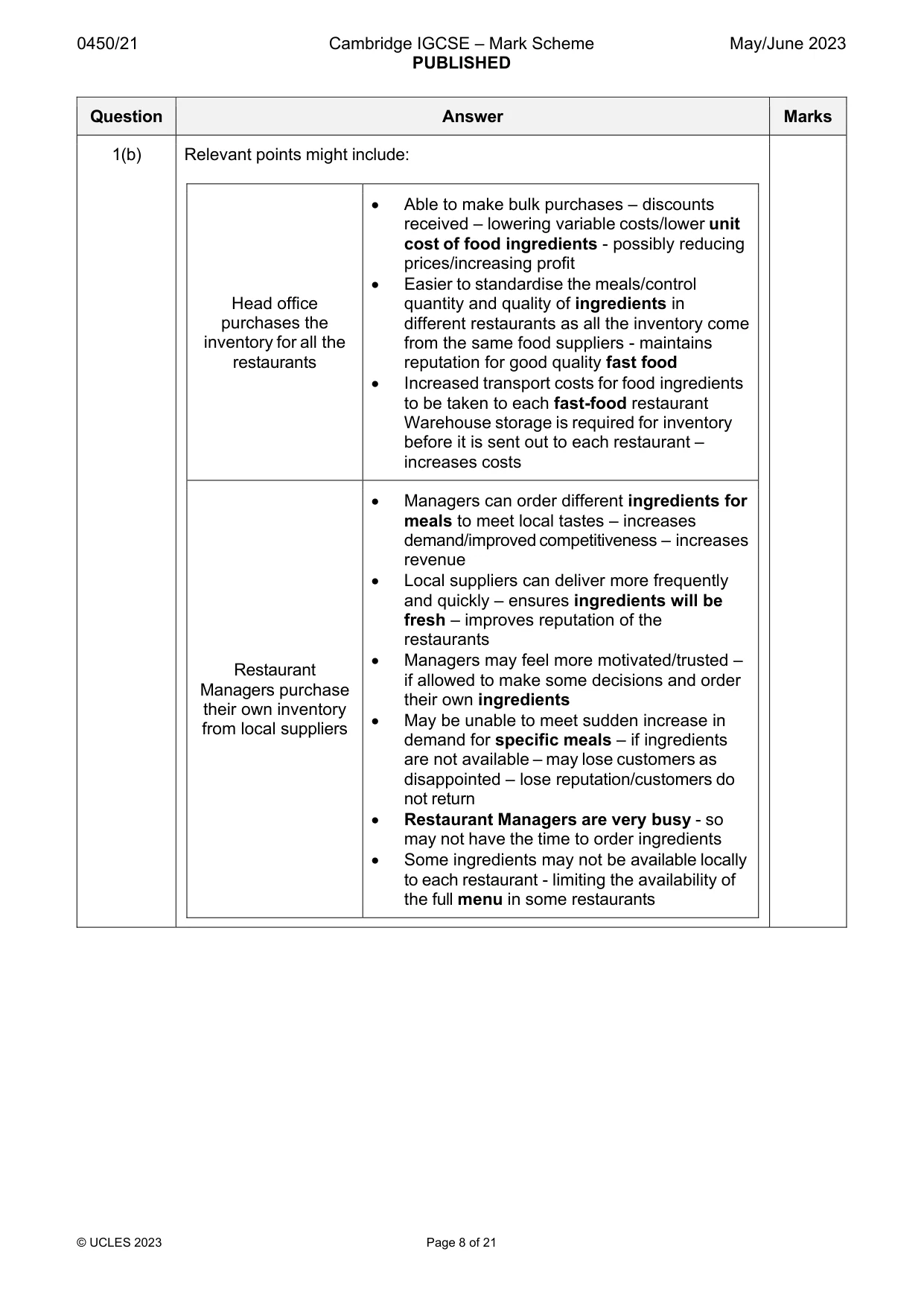 Mark scheme, page 8 of 21