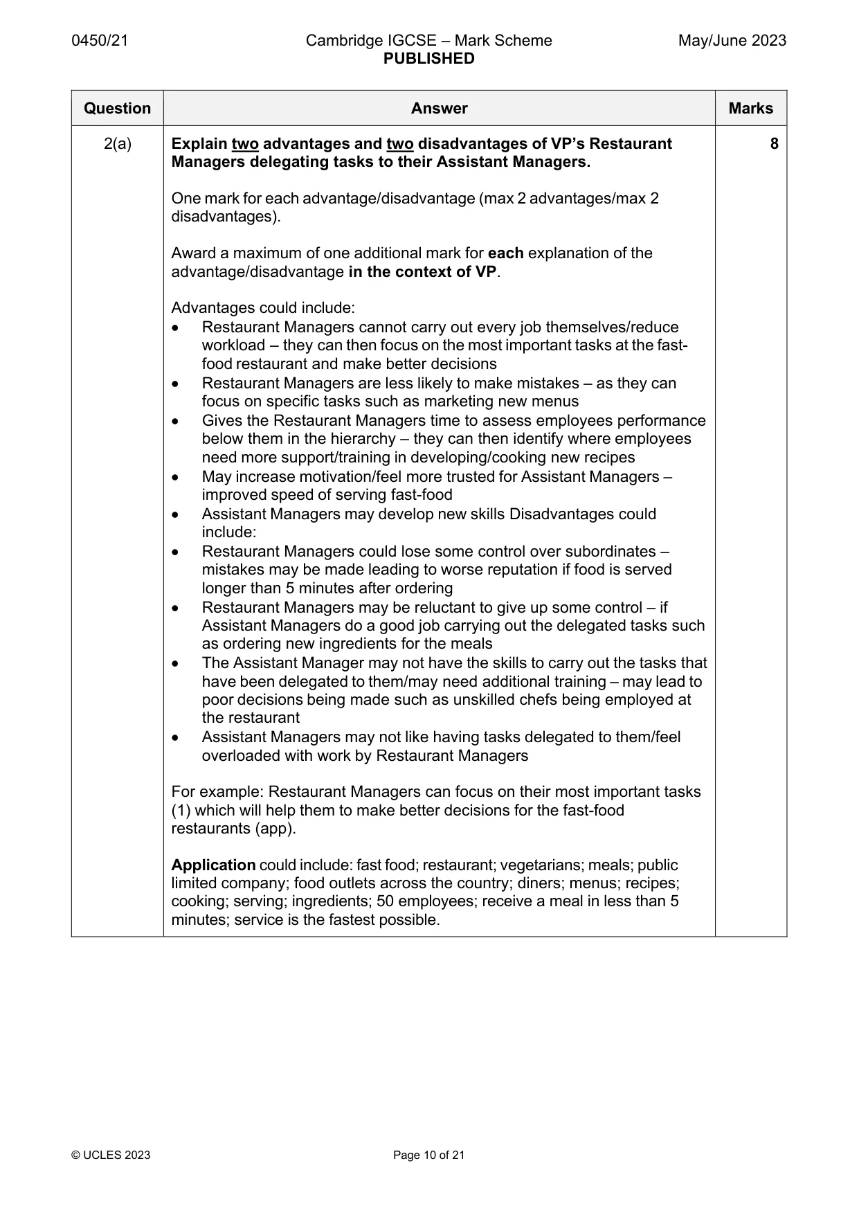 Mark scheme, page 10 of 21
