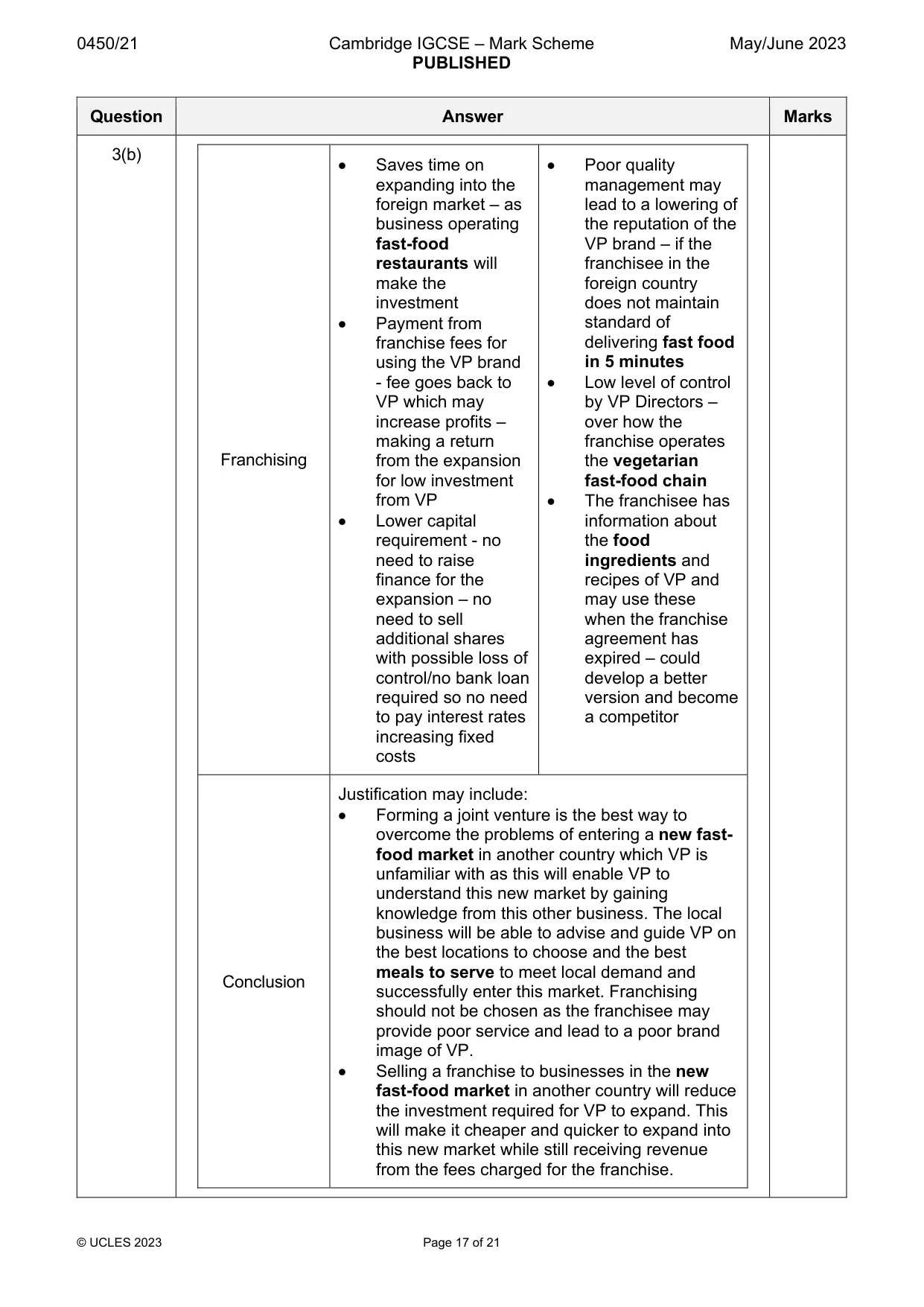 Mark scheme, page 17 of 21