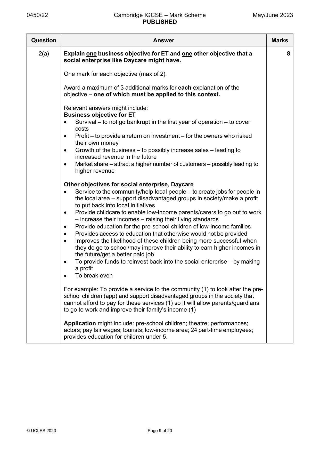 Mark scheme, page 9 of 20