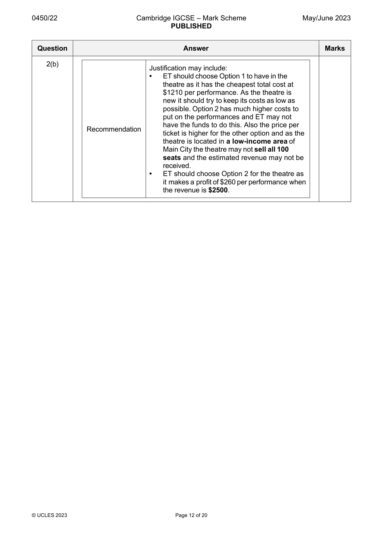 Mark scheme, page 12 of 20