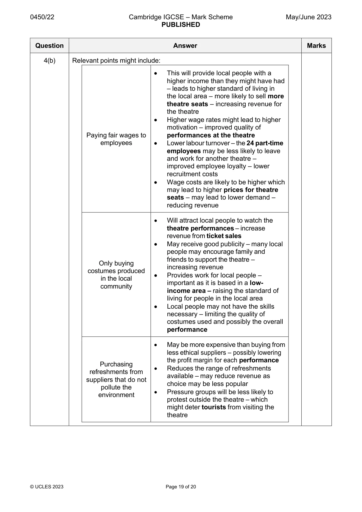 Mark scheme, page 19 of 20