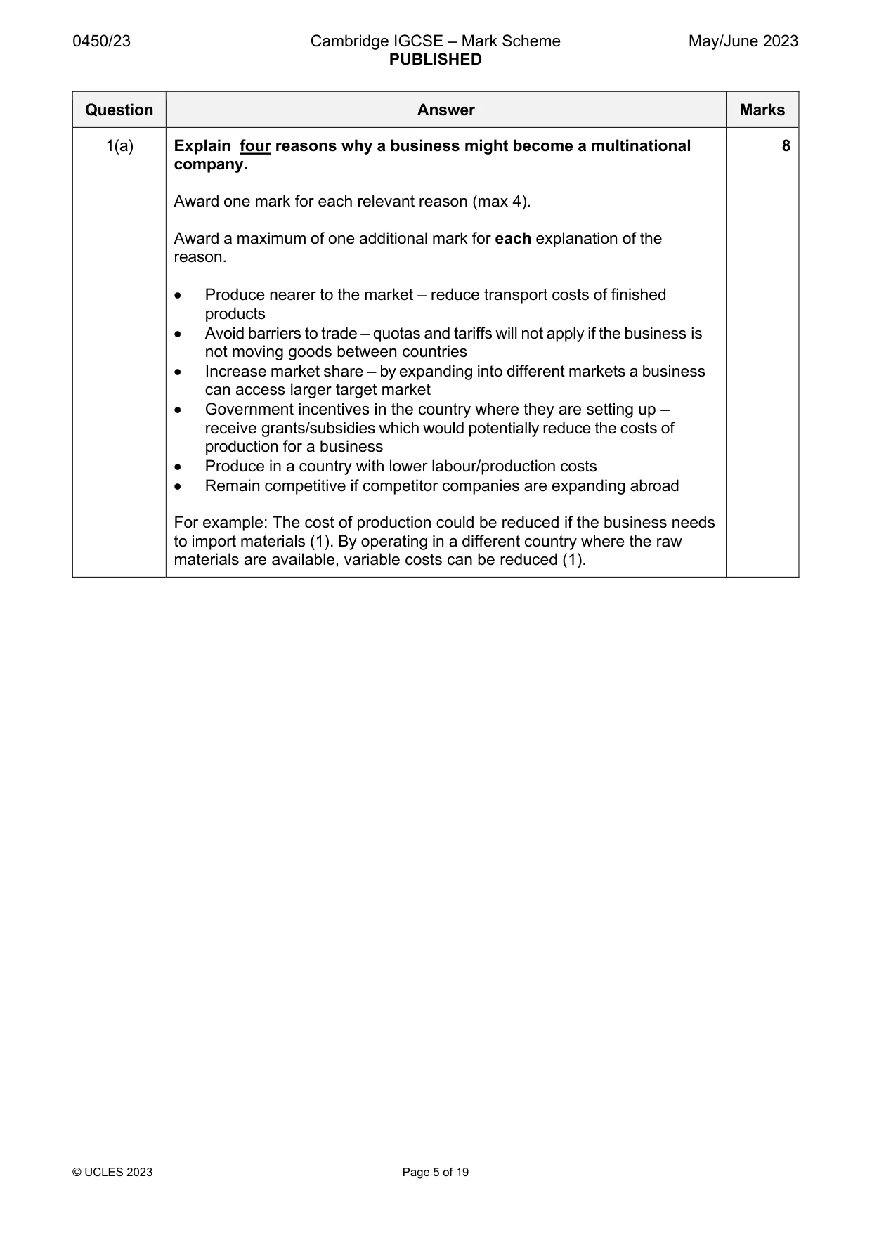 Mark scheme, page 5 of 19
