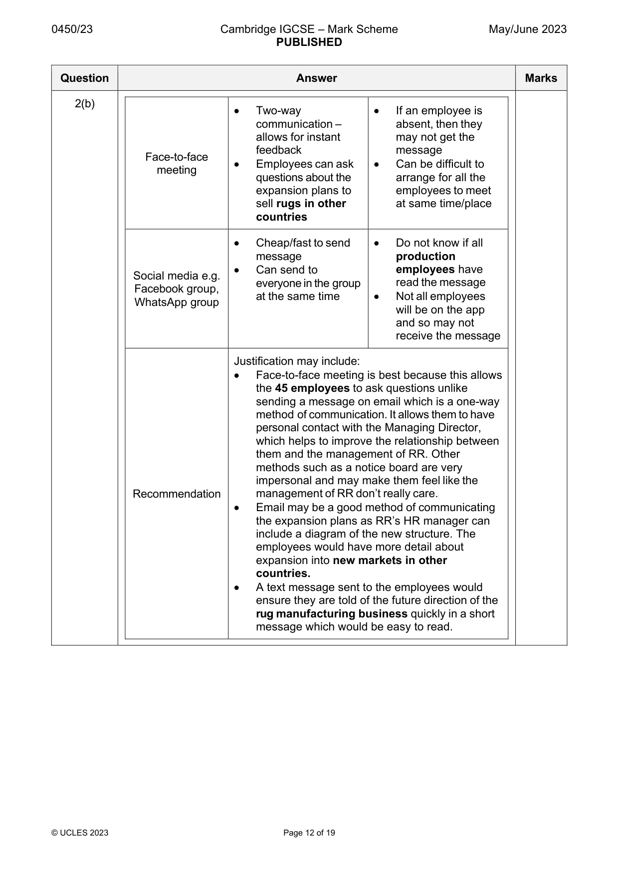 Mark scheme, page 12 of 19