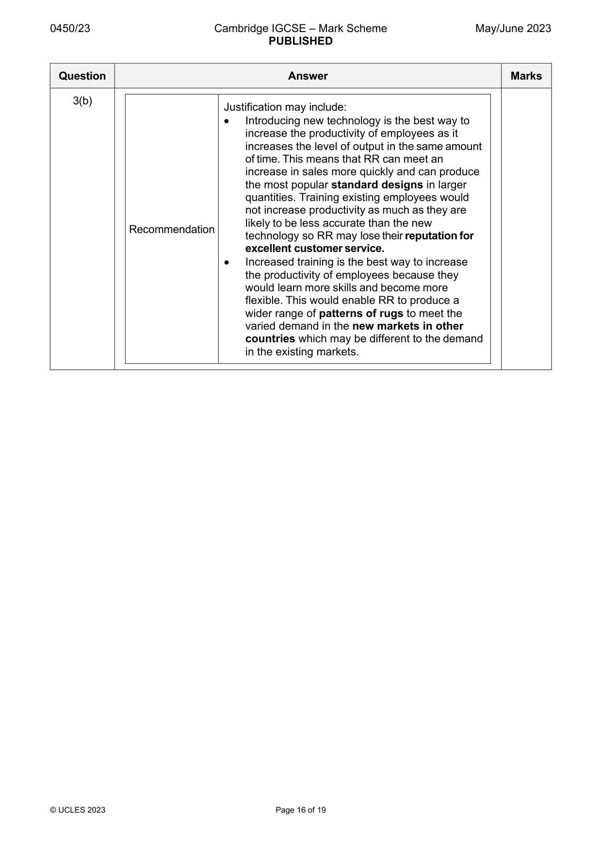 Mark scheme, page 16 of 19