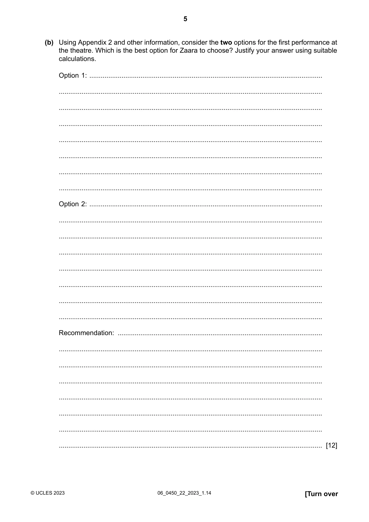 Cambridge IGCSE Business Studies 0450 2023 May/June Paper 2 · Variant 2 question paper, page 5 of 12