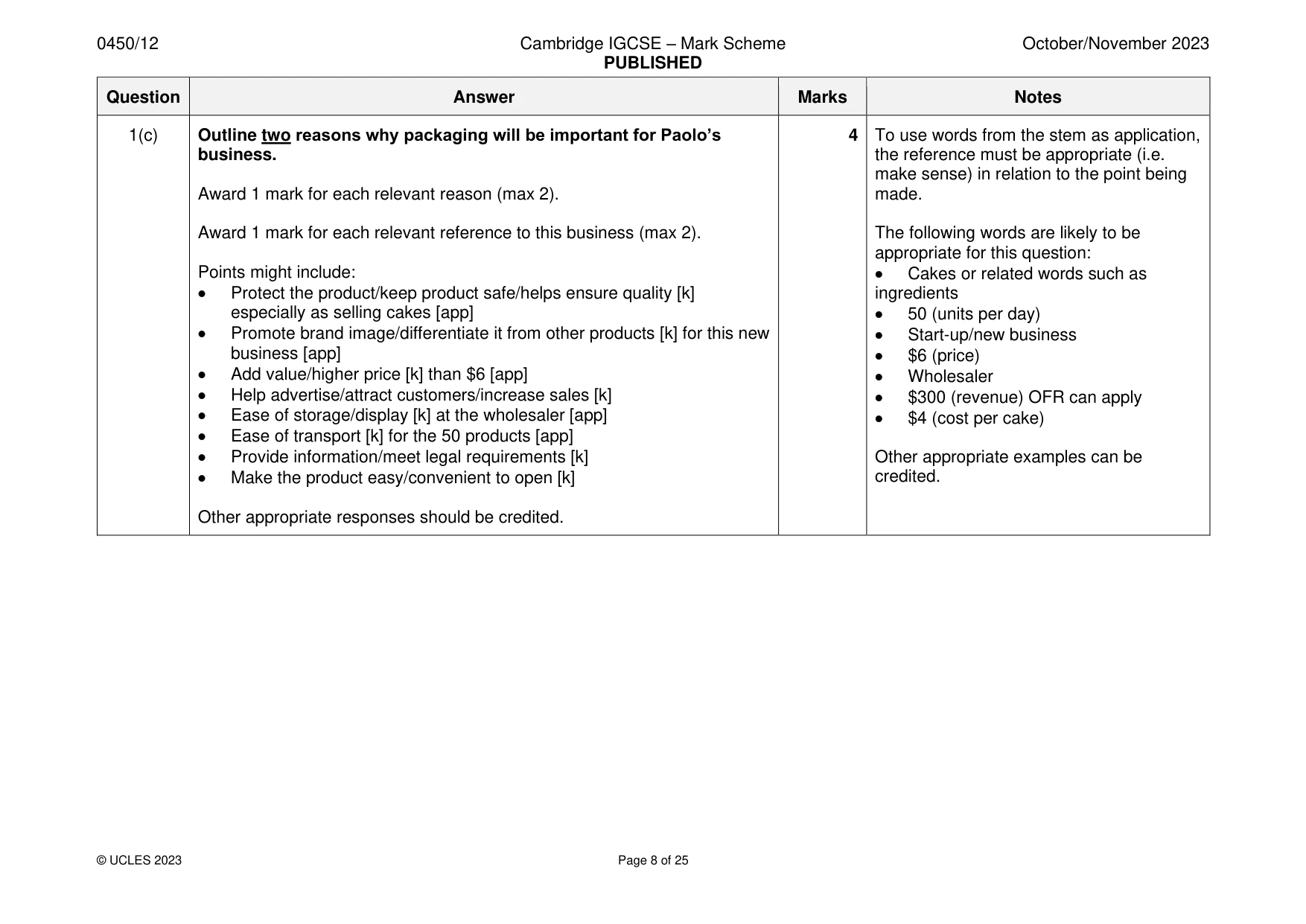 Mark scheme, page 8 of 25