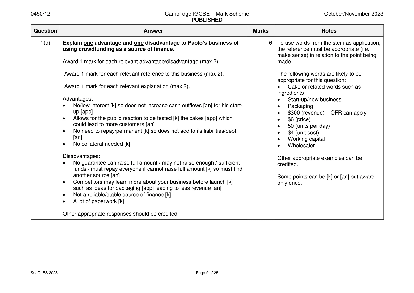 Mark scheme, page 9 of 25