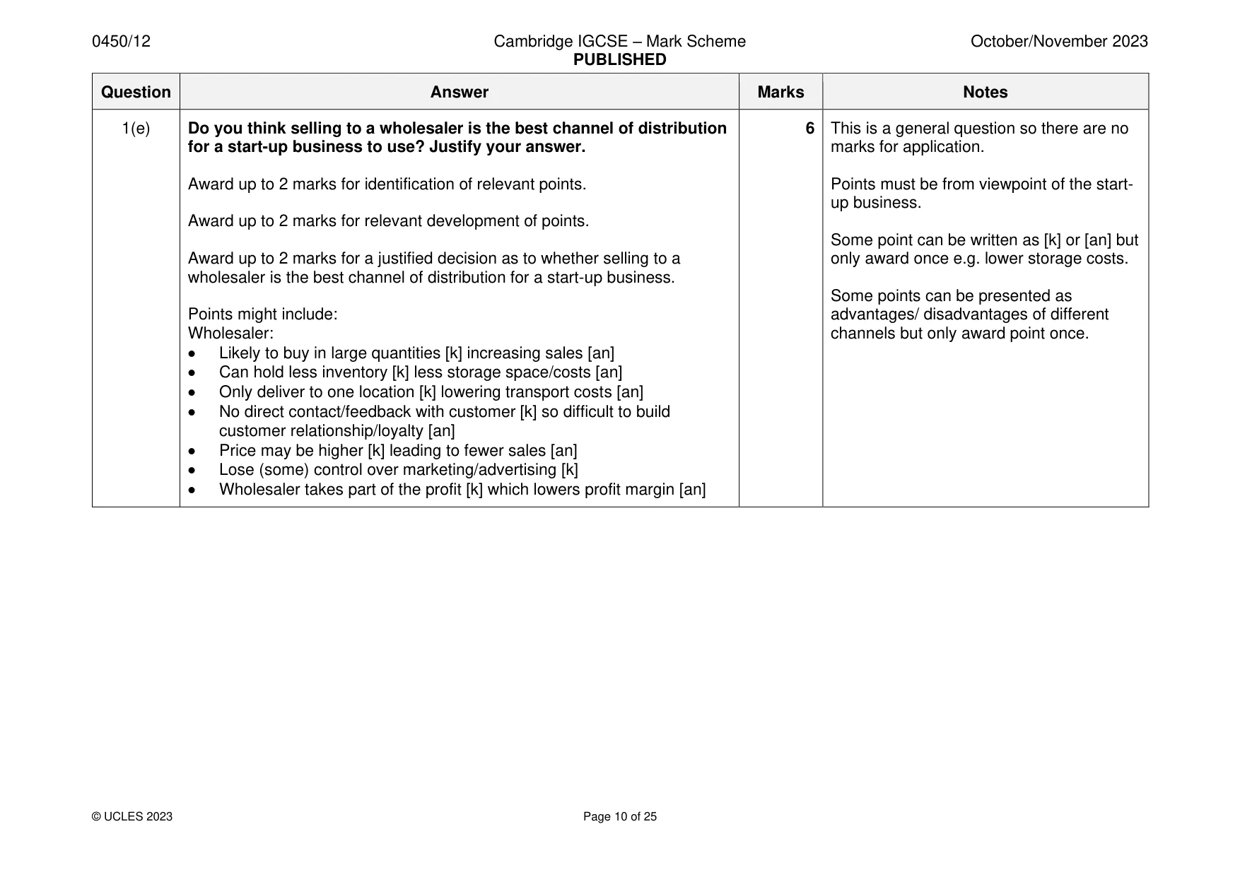 Mark scheme, page 10 of 25