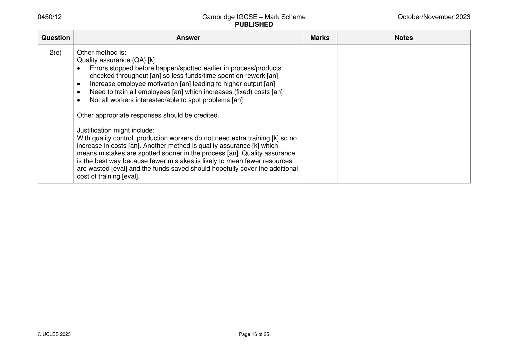 Mark scheme, page 16 of 25
