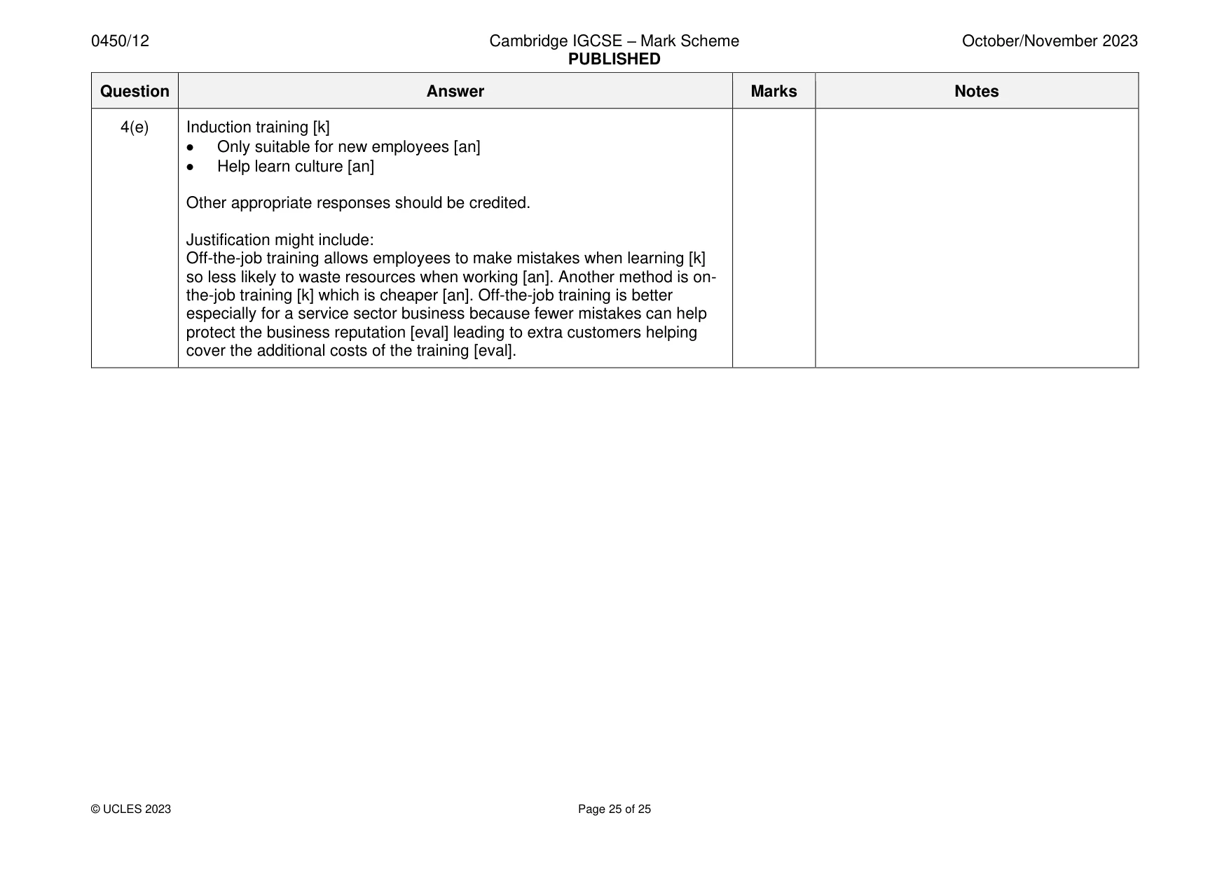 Mark scheme, page 25 of 25