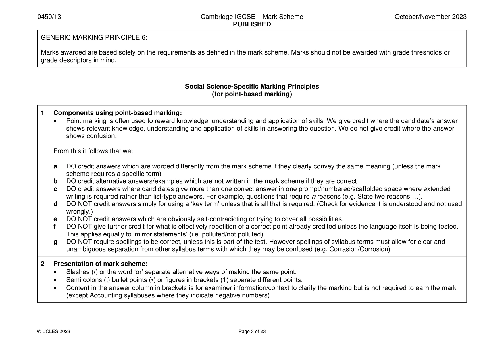 Mark scheme, page 3 of 23