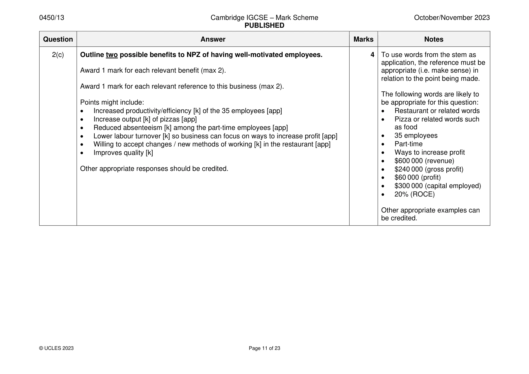 Mark scheme, page 11 of 23
