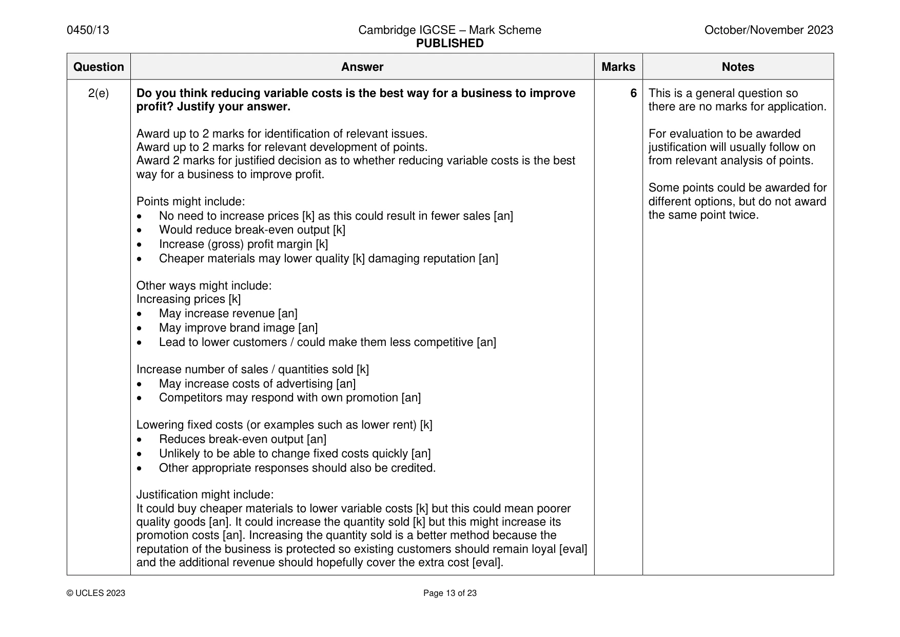 Mark scheme, page 13 of 23