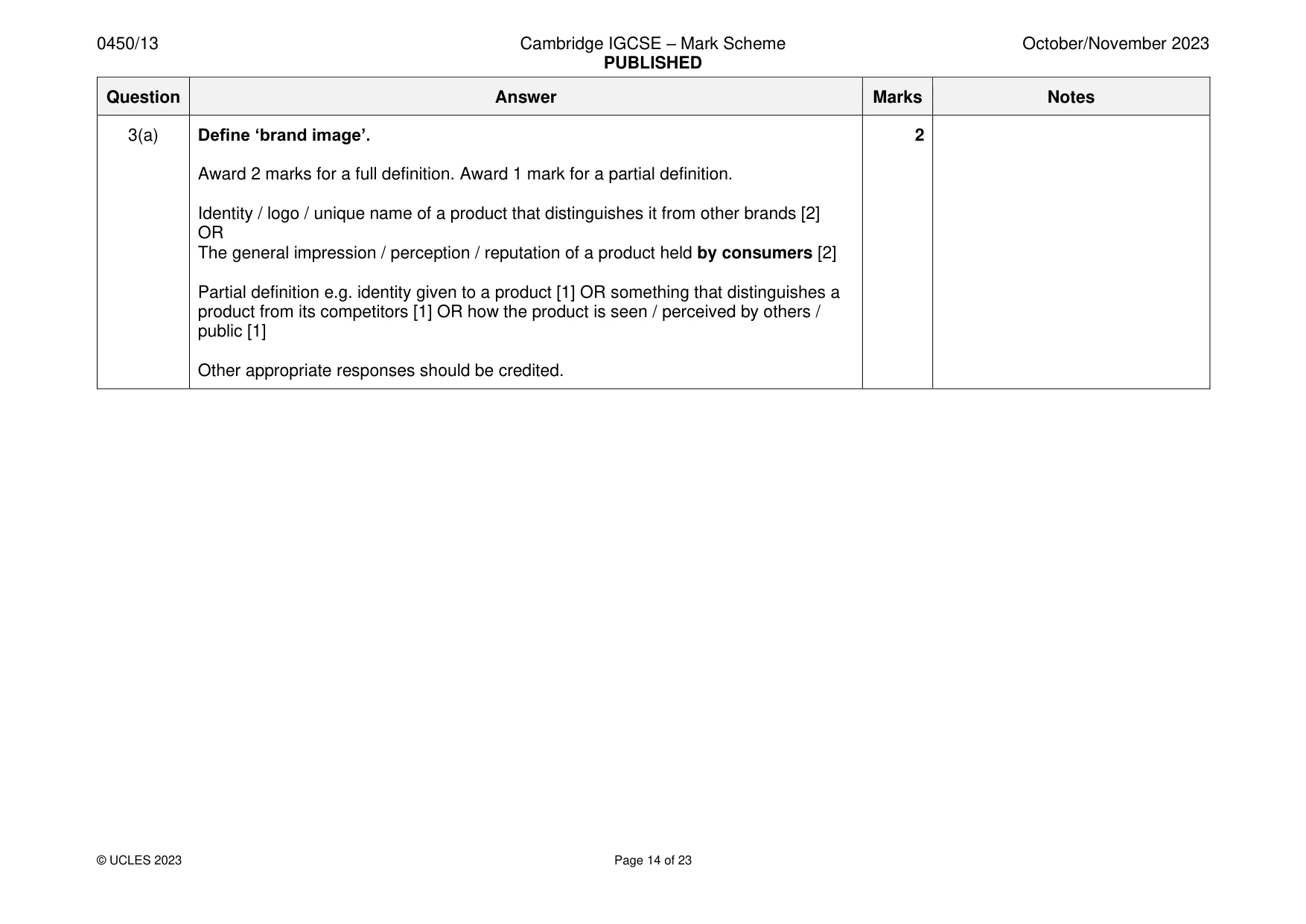 Mark scheme, page 14 of 23