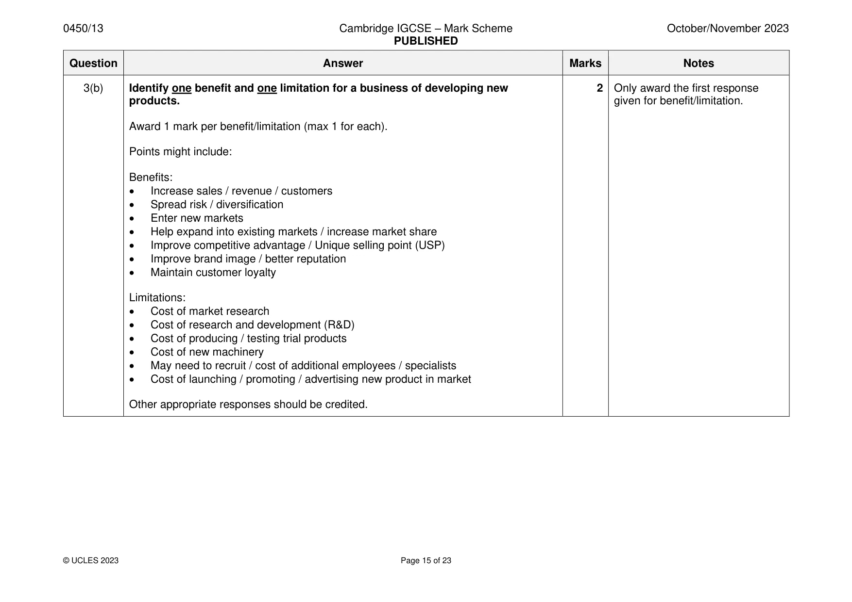 Mark scheme, page 15 of 23