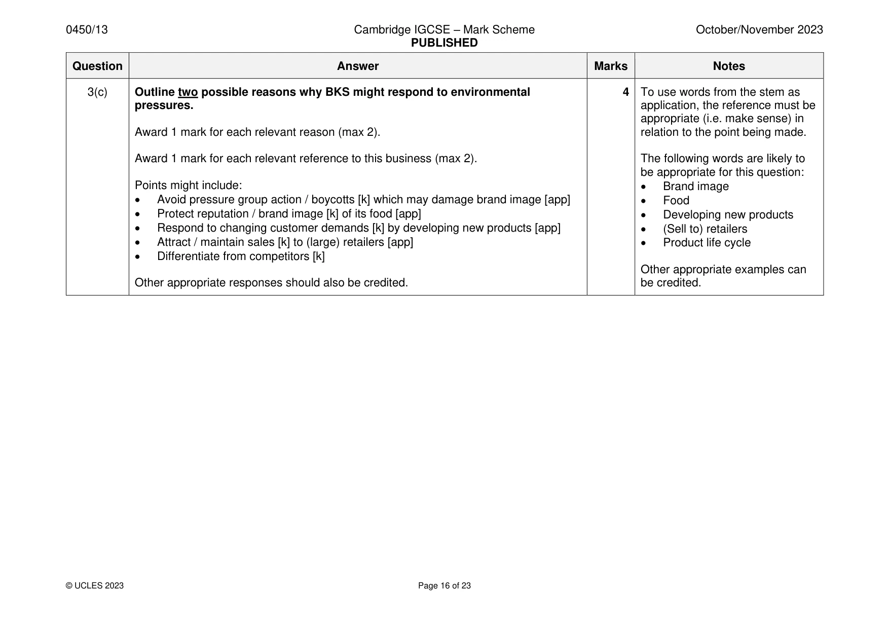 Mark scheme, page 16 of 23