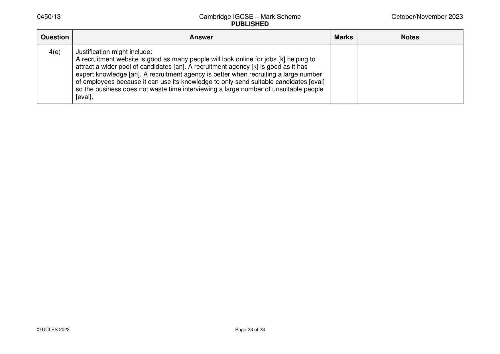 Mark scheme, page 23 of 23
