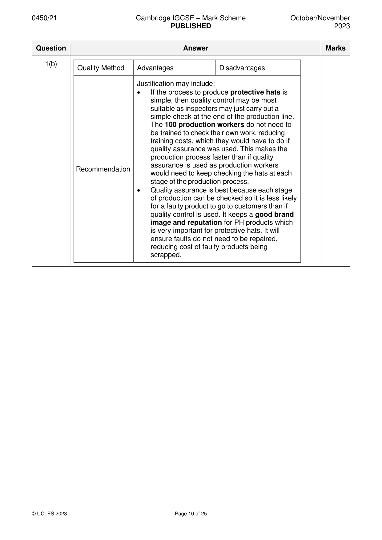 Mark scheme, page 10 of 25