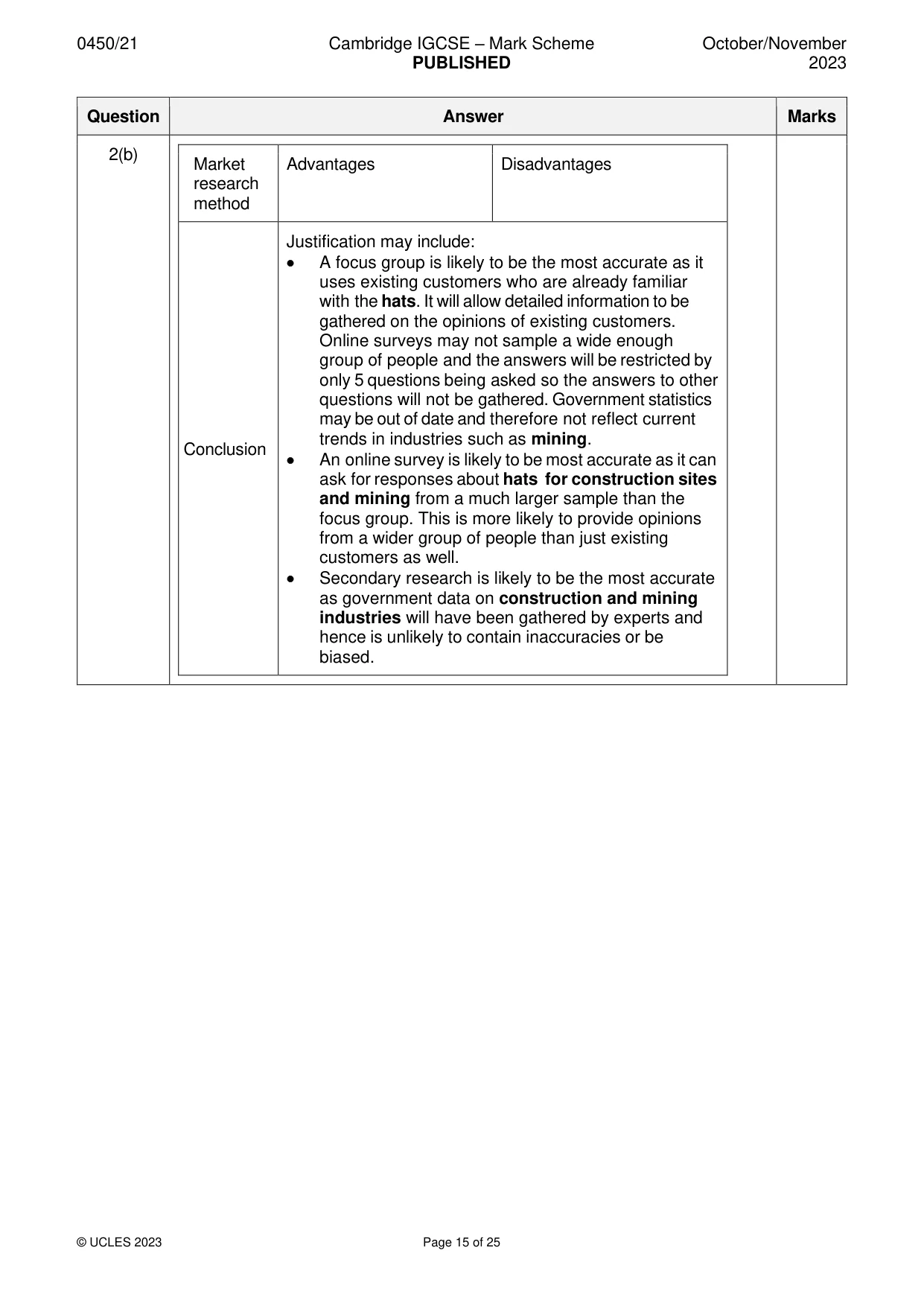 Mark scheme, page 15 of 25