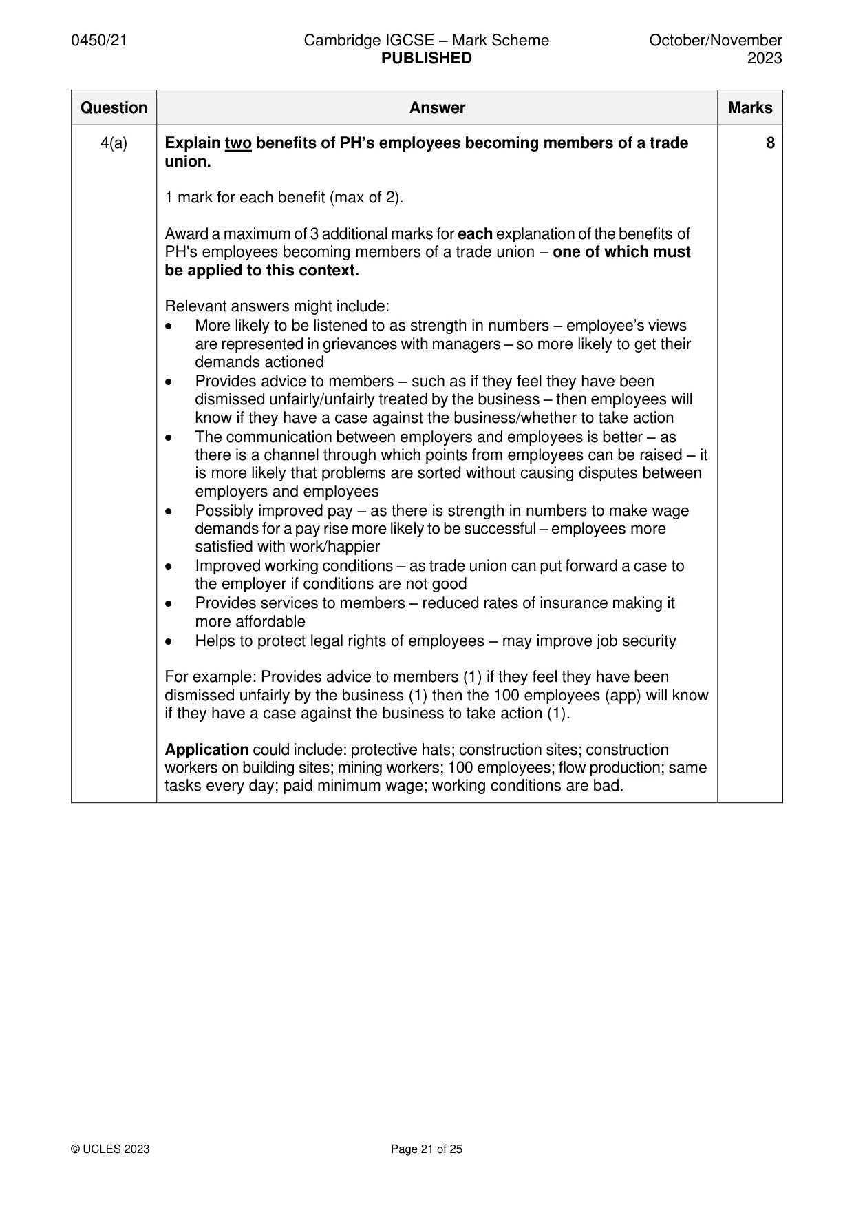 Mark scheme, page 21 of 25