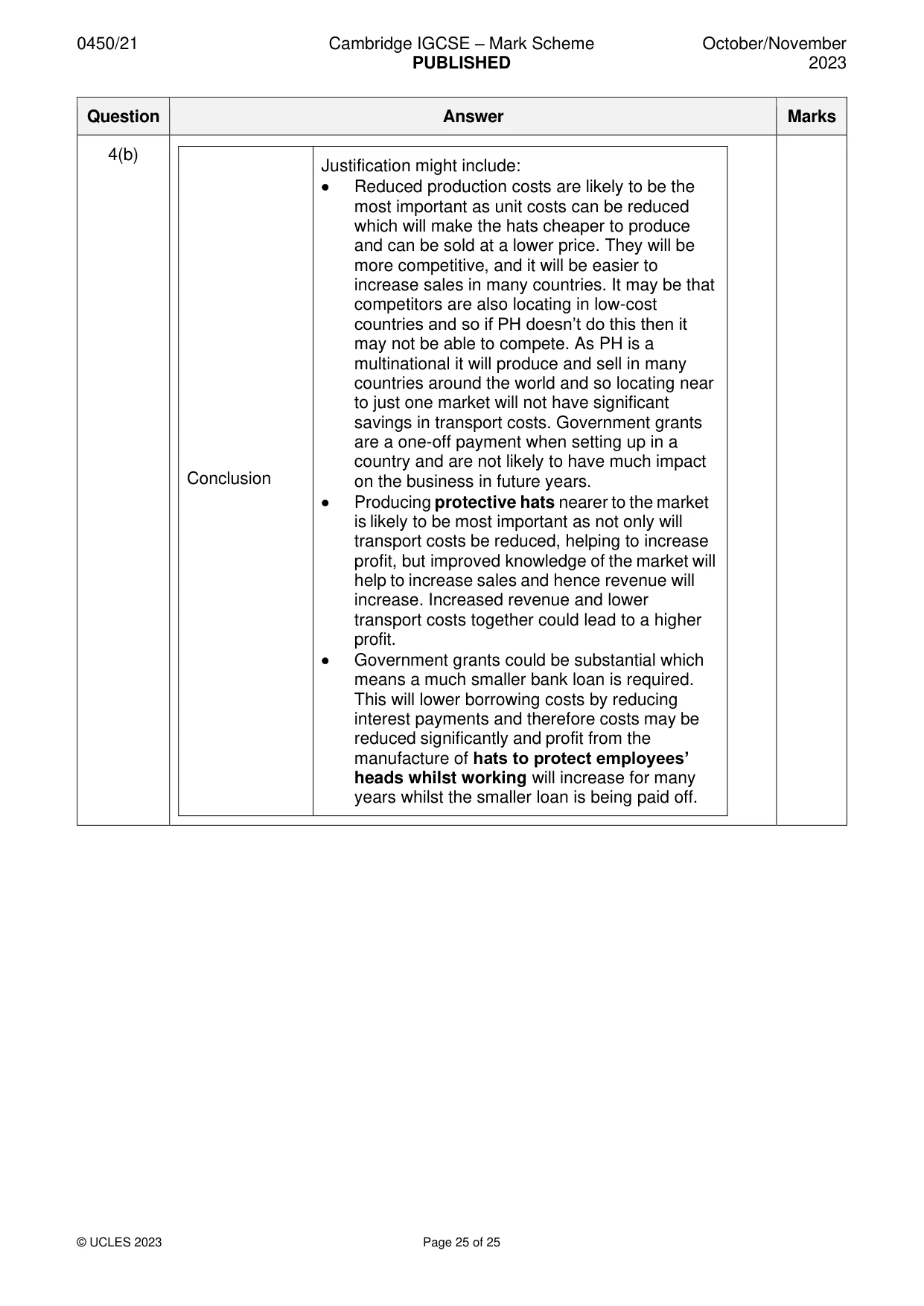 Mark scheme, page 25 of 25