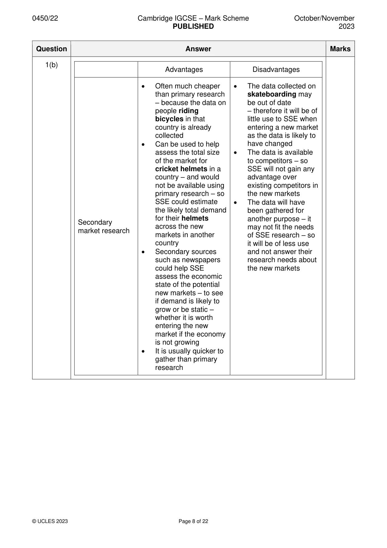 Mark scheme, page 8 of 22