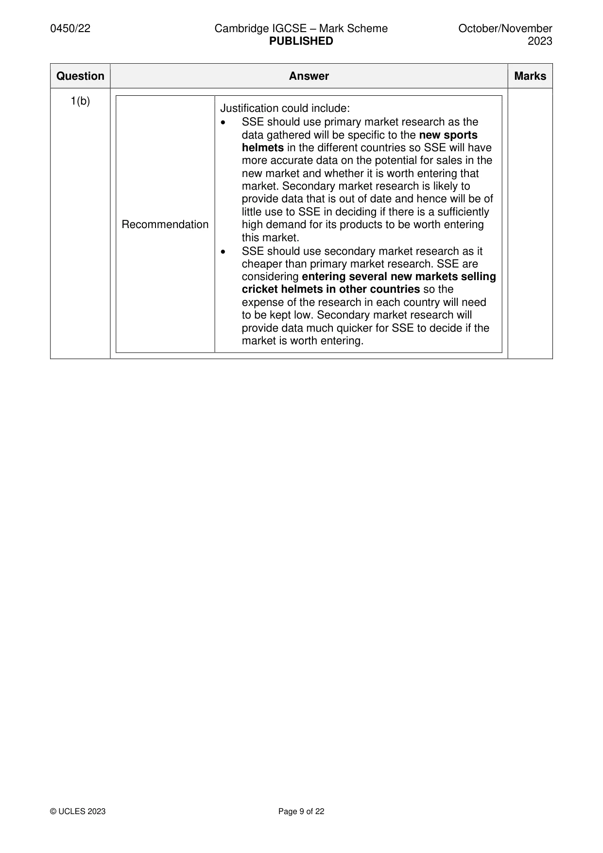 Mark scheme, page 9 of 22