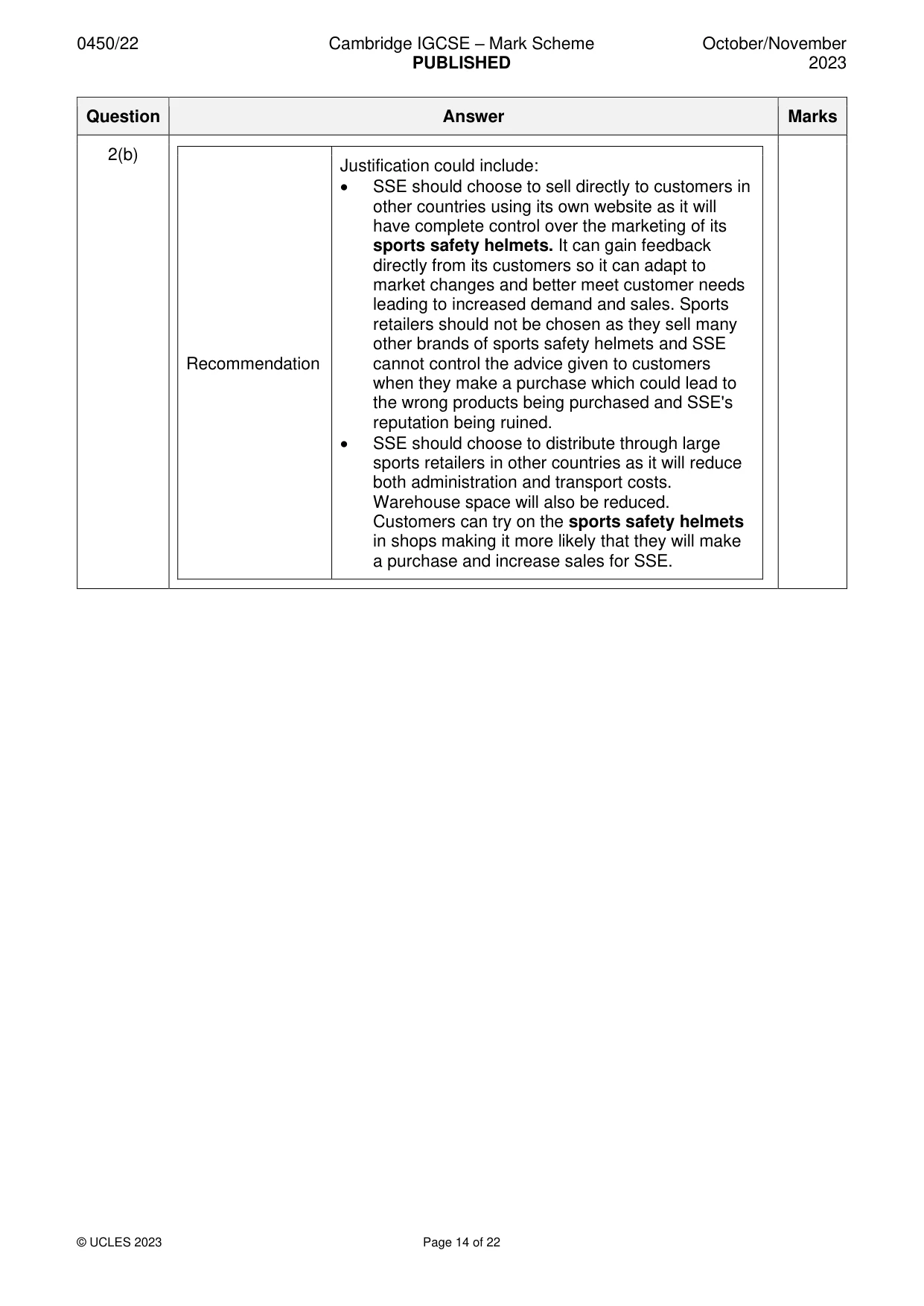 Mark scheme, page 14 of 22
