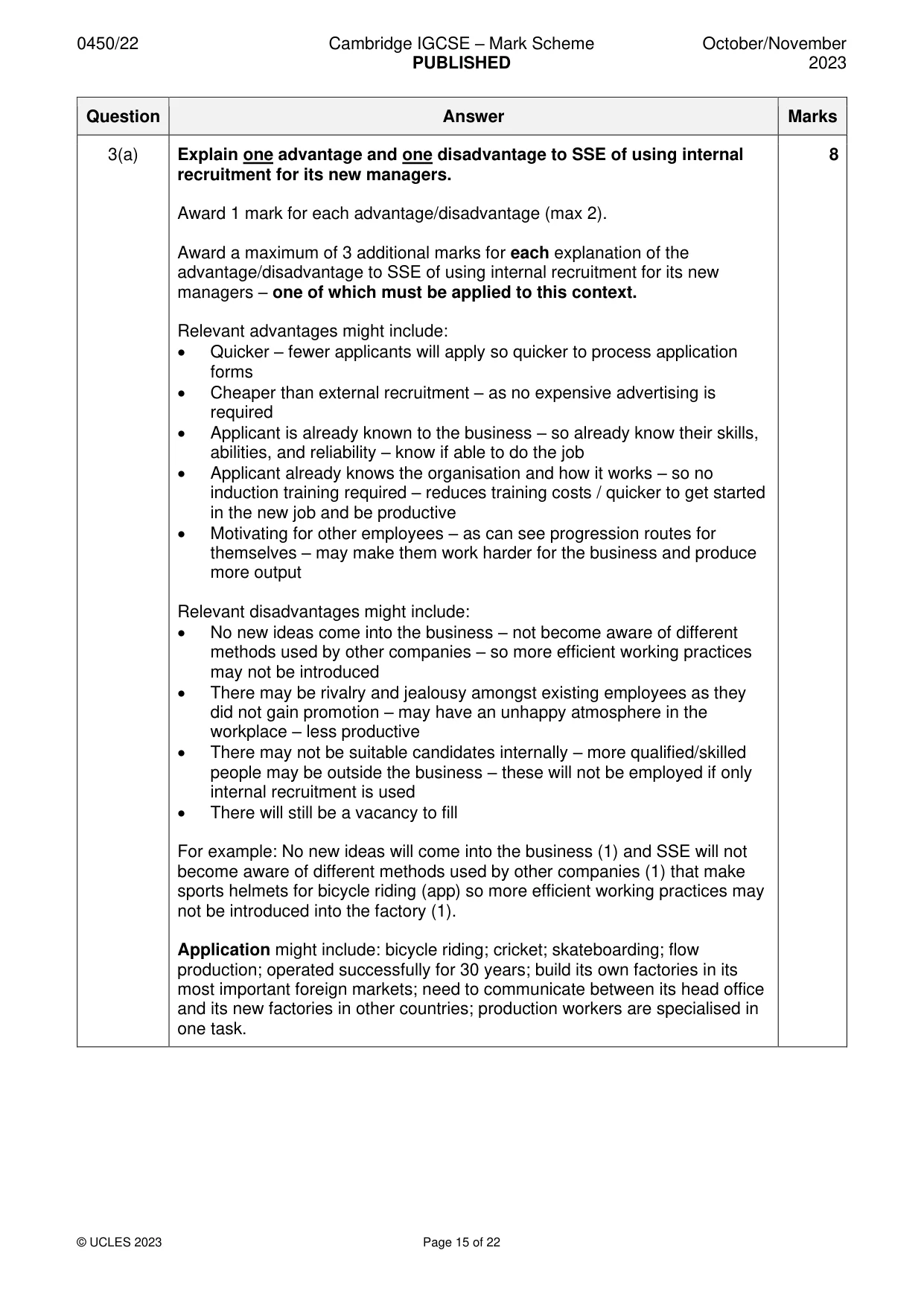 Mark scheme, page 15 of 22