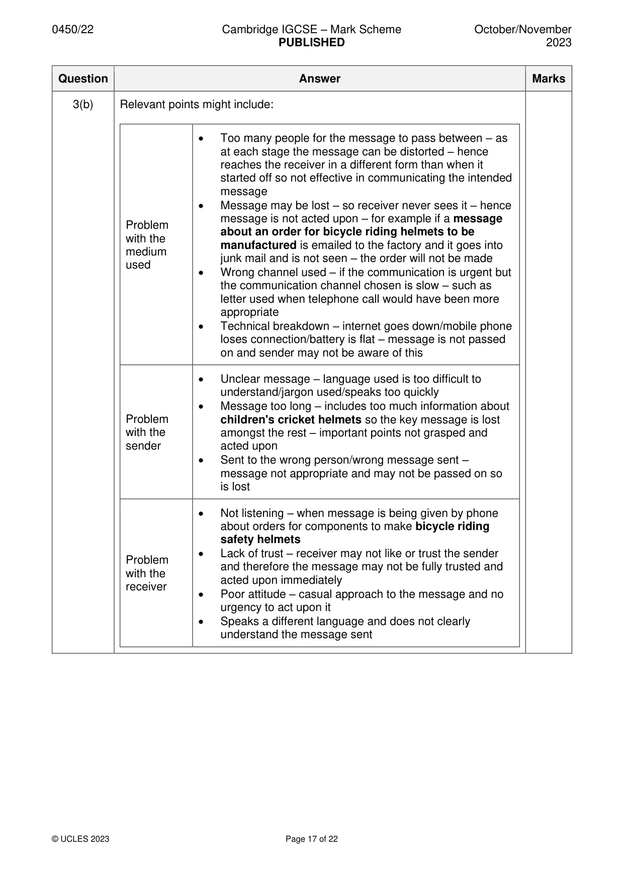 Mark scheme, page 17 of 22