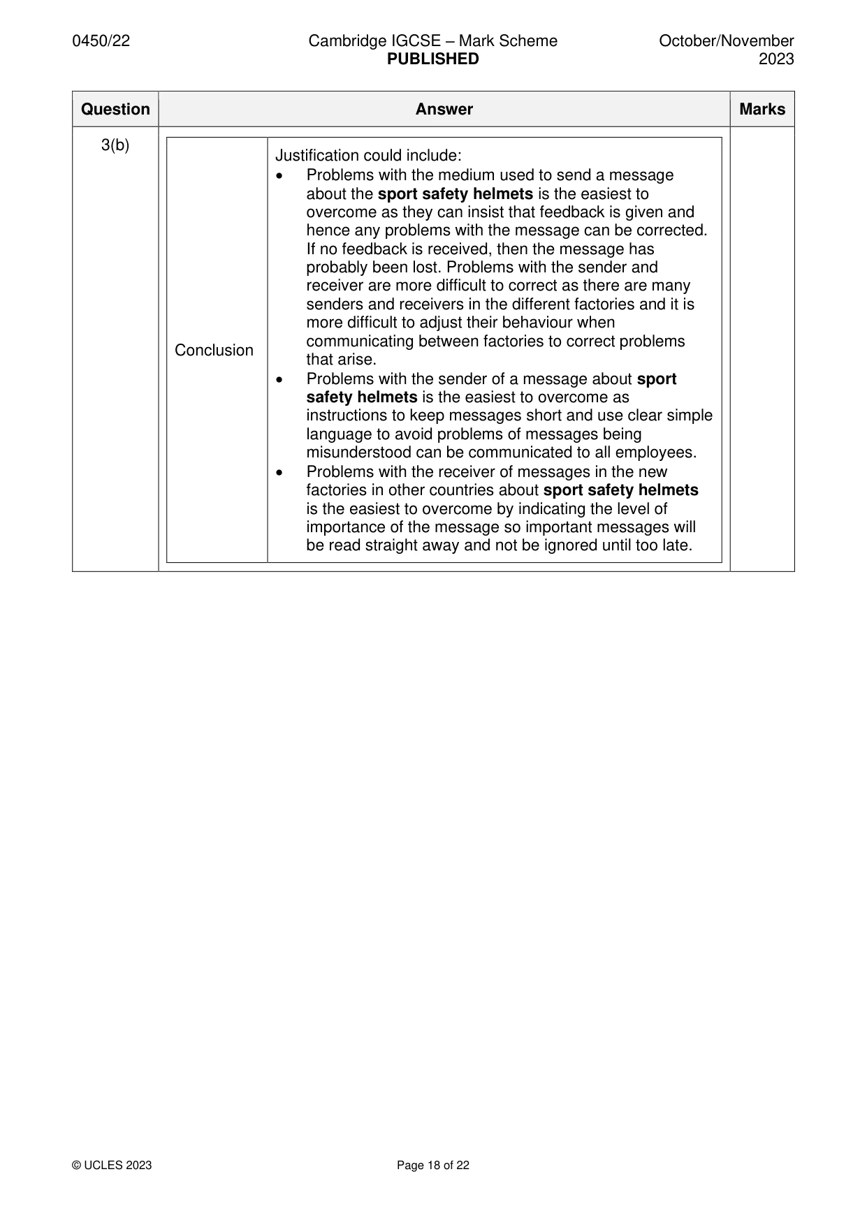 Mark scheme, page 18 of 22