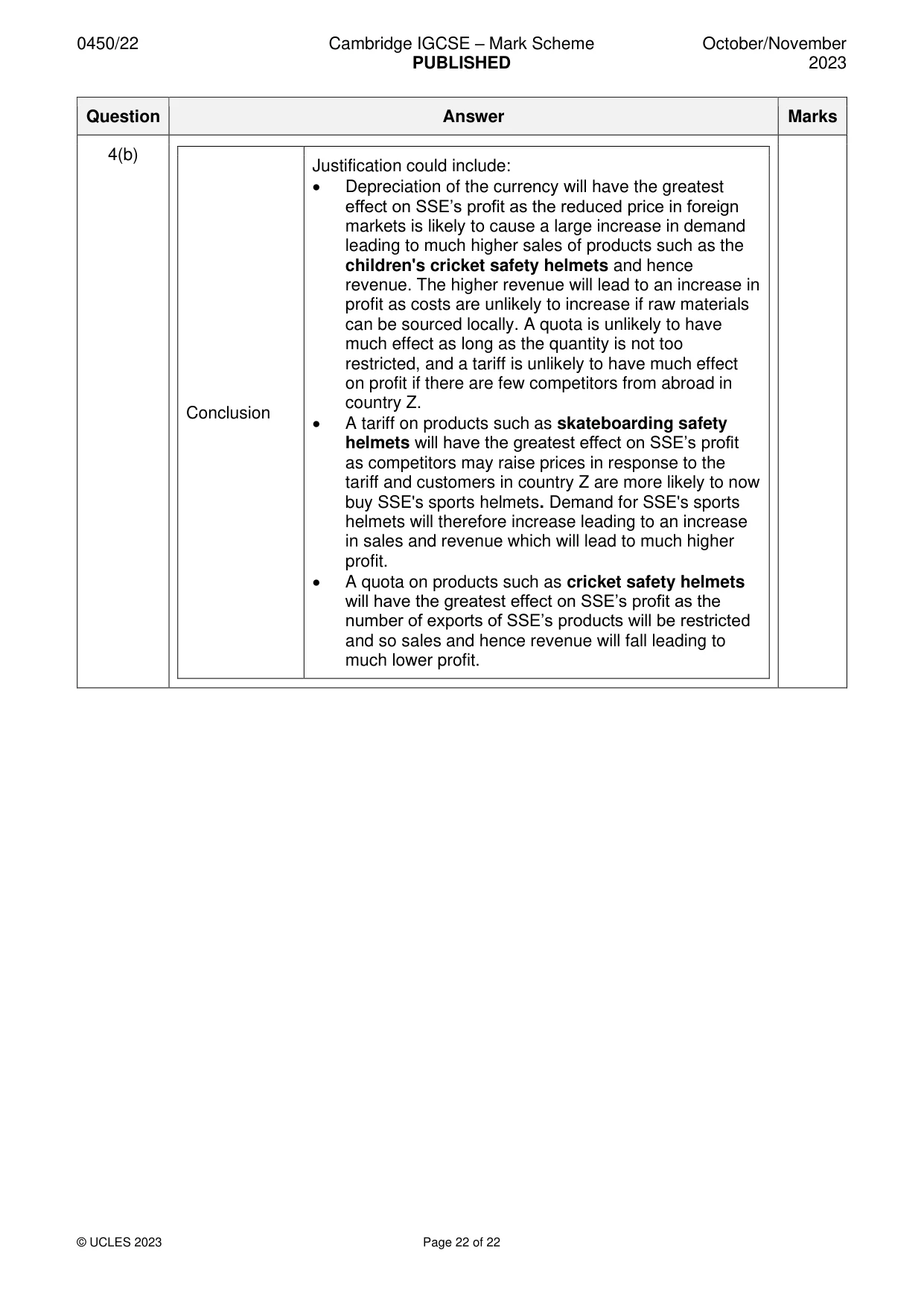 Mark scheme, page 22 of 22