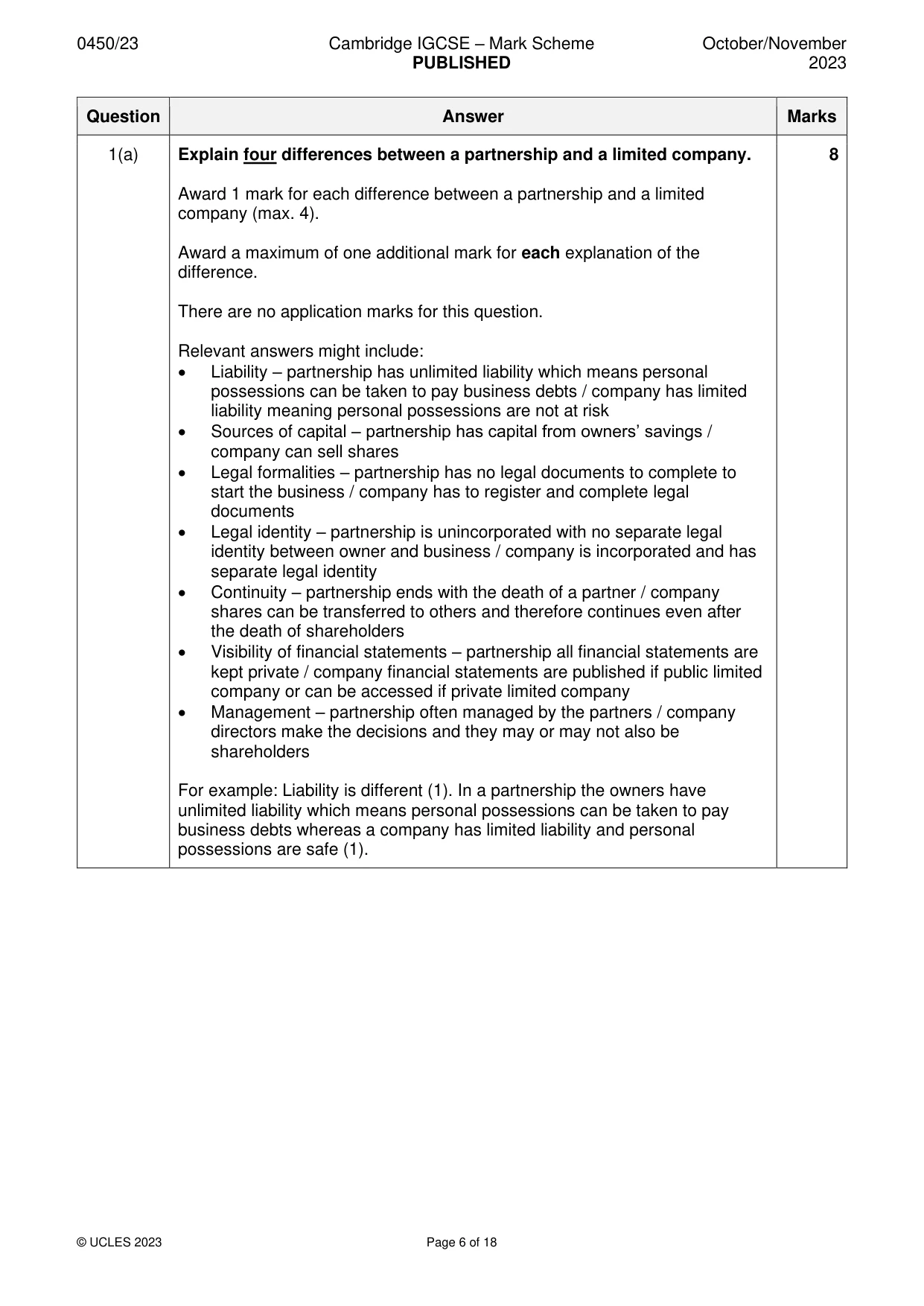 Mark scheme, page 6 of 18