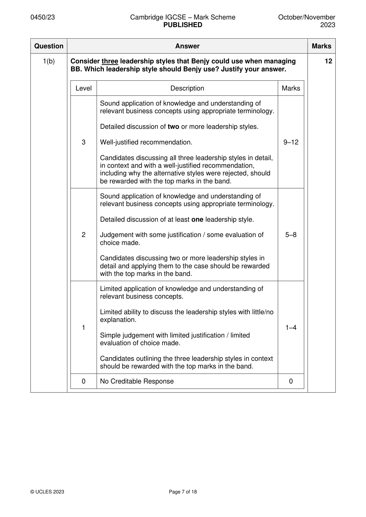 Mark scheme, page 7 of 18