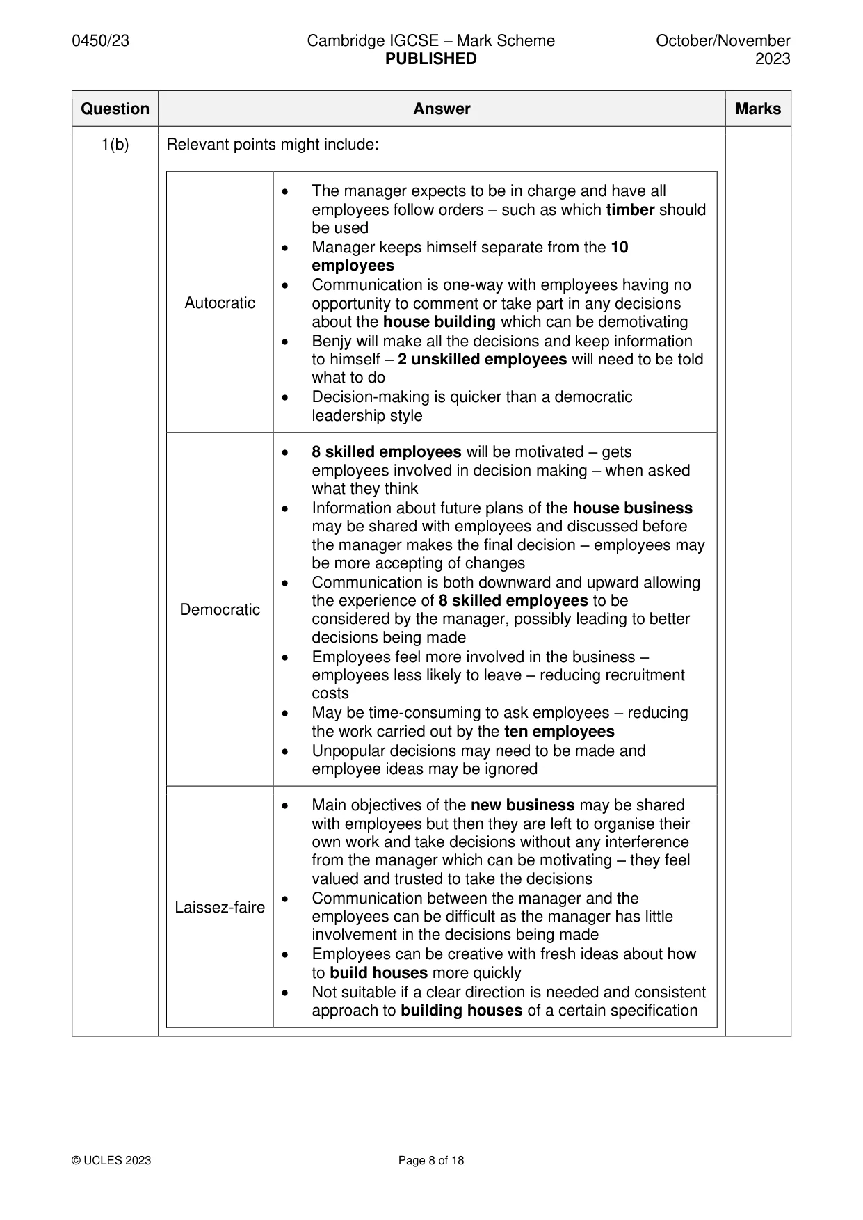 Mark scheme, page 8 of 18