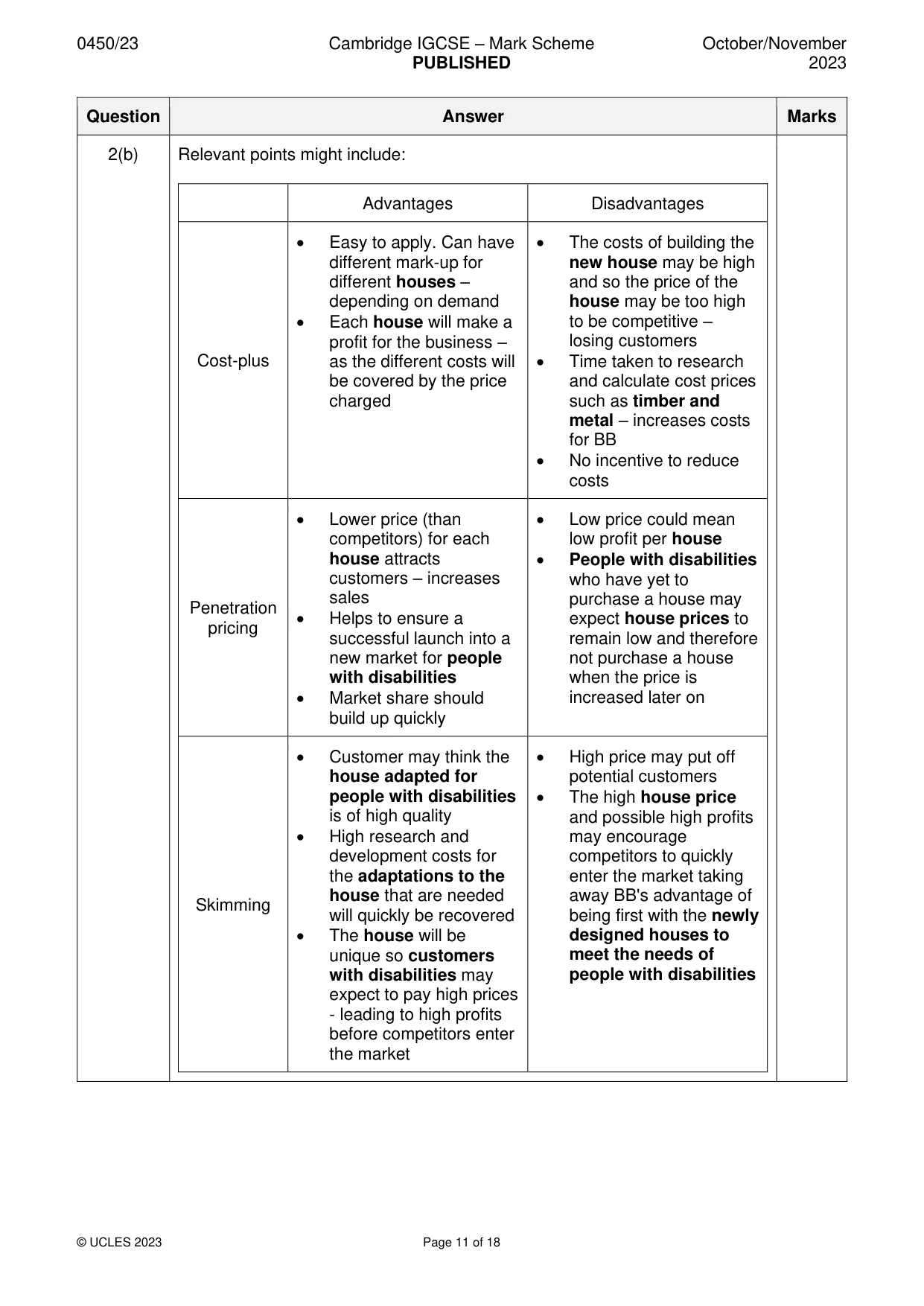 Mark scheme, page 11 of 18