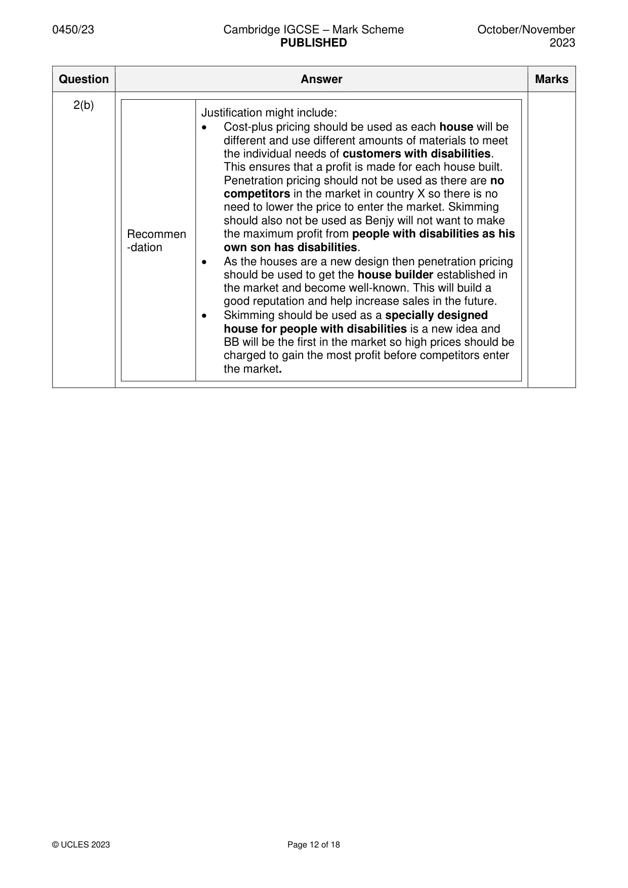 Mark scheme, page 12 of 18
