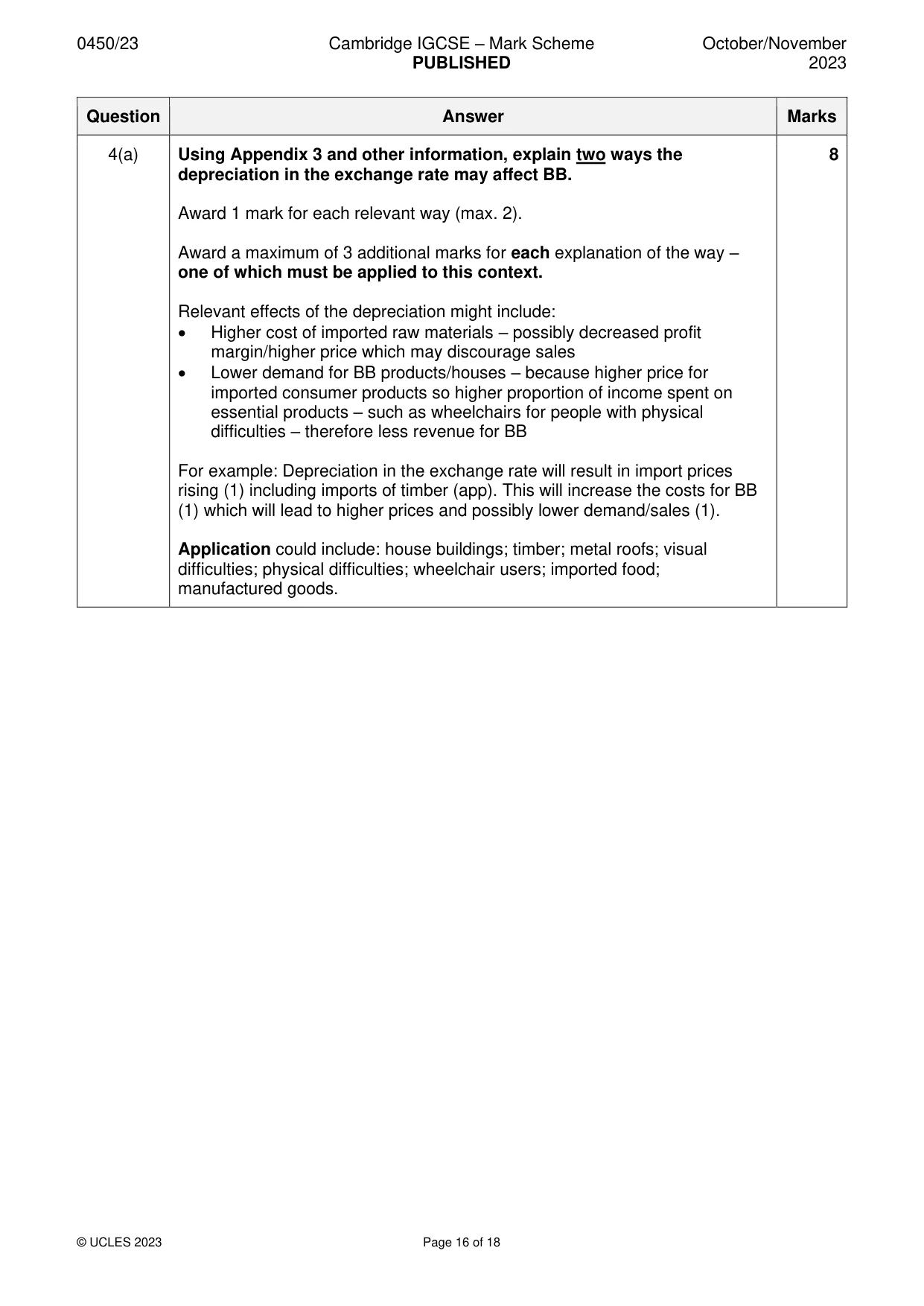Mark scheme, page 16 of 18